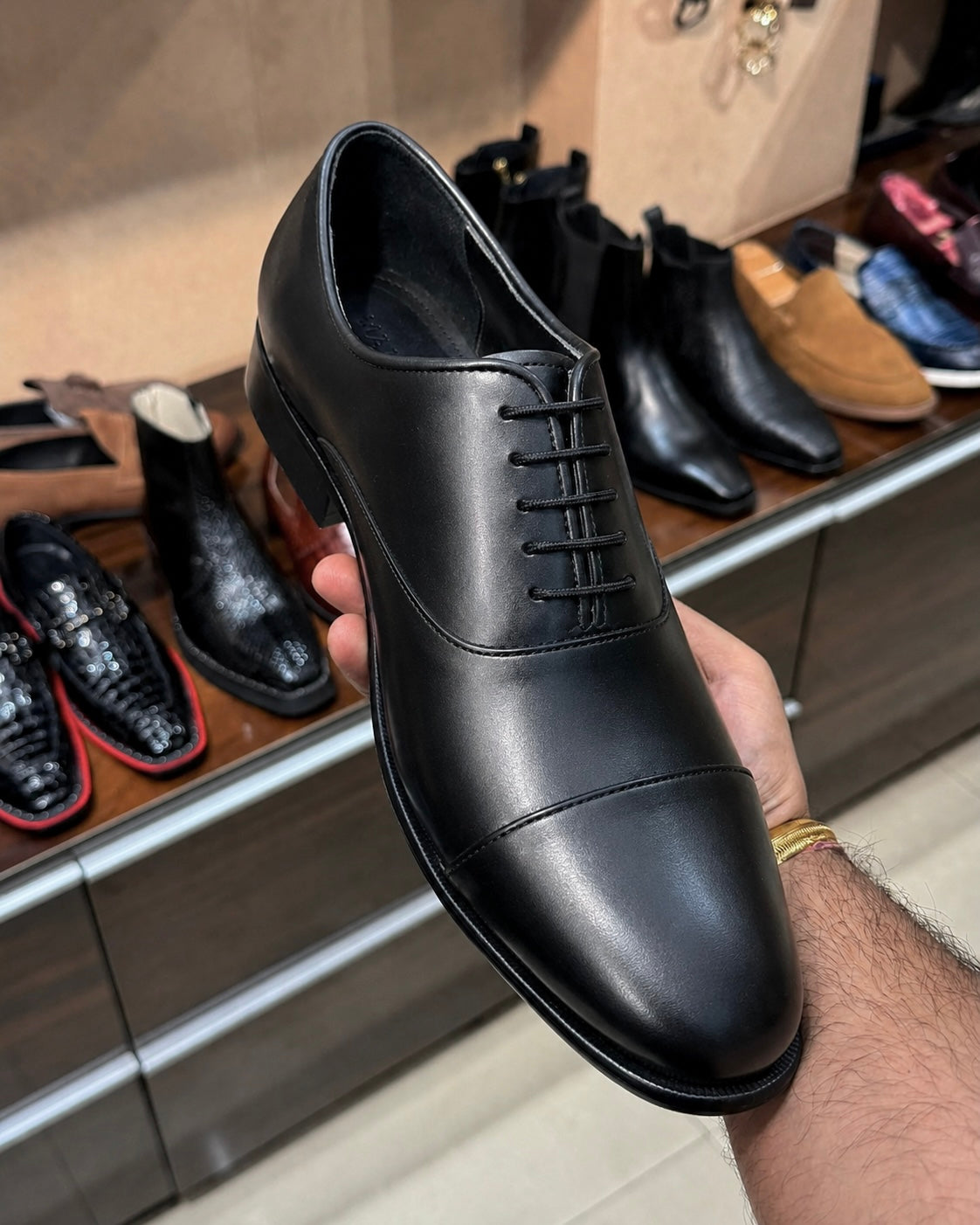 All Black Cap Toe Oxfords In Calfskin Leather