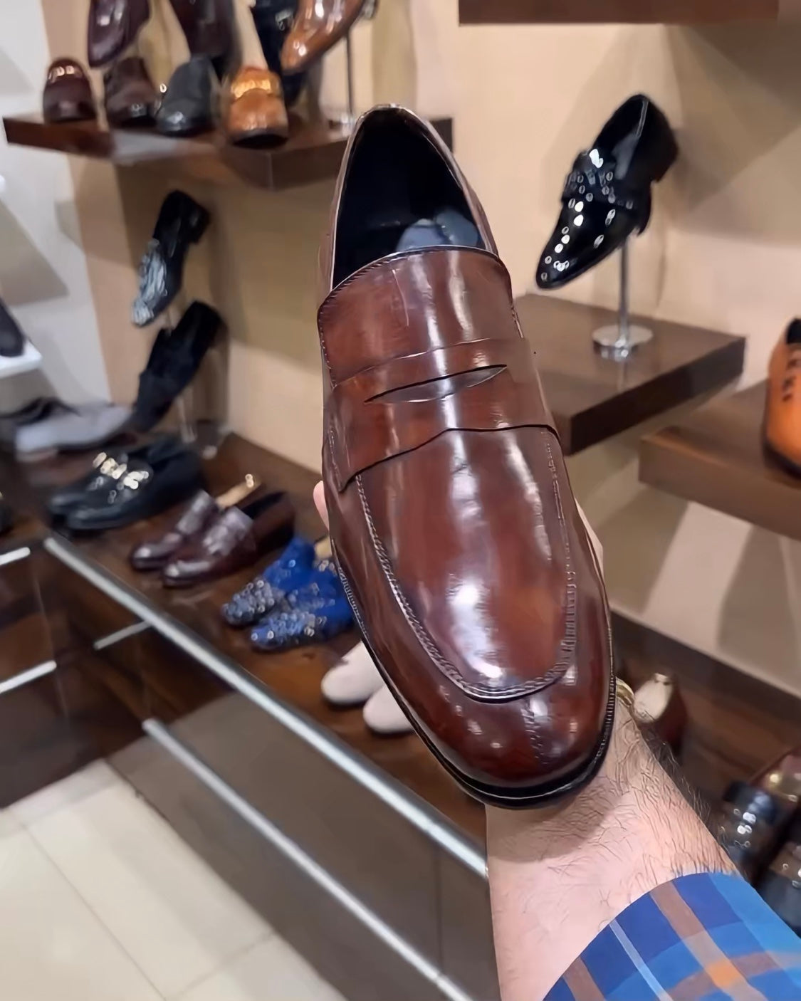 Mirror Gloss Burnished Brown Penny Loafers