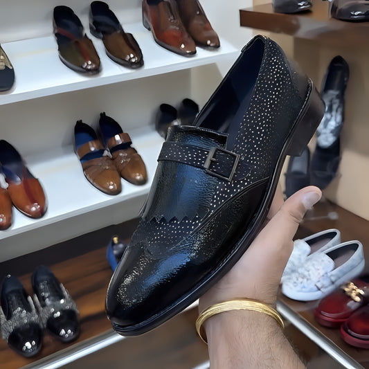 Stingray Fish Fringes Moccasins with Bee