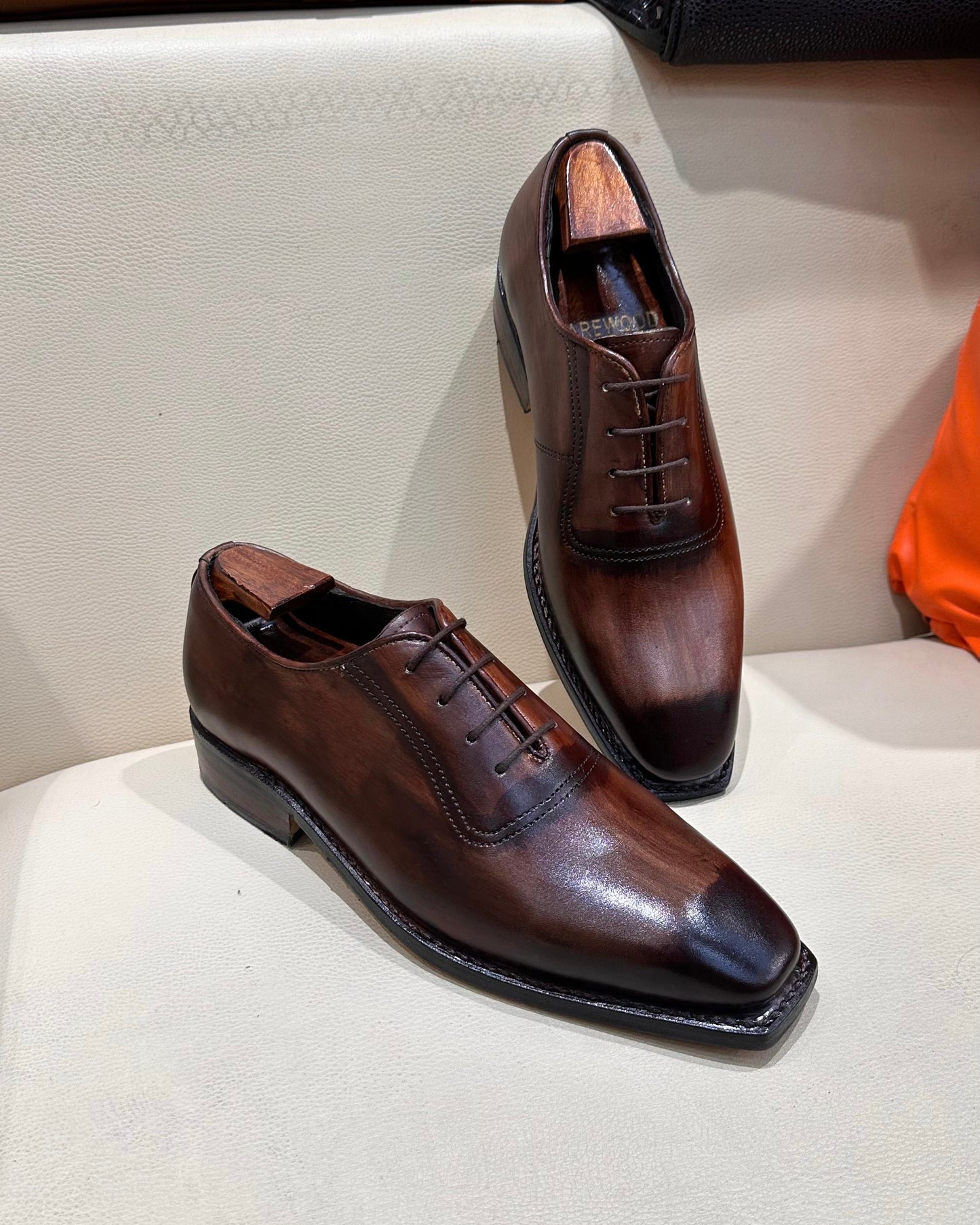 Two-tone Wood Finish Oxfords - Goodyear Welted