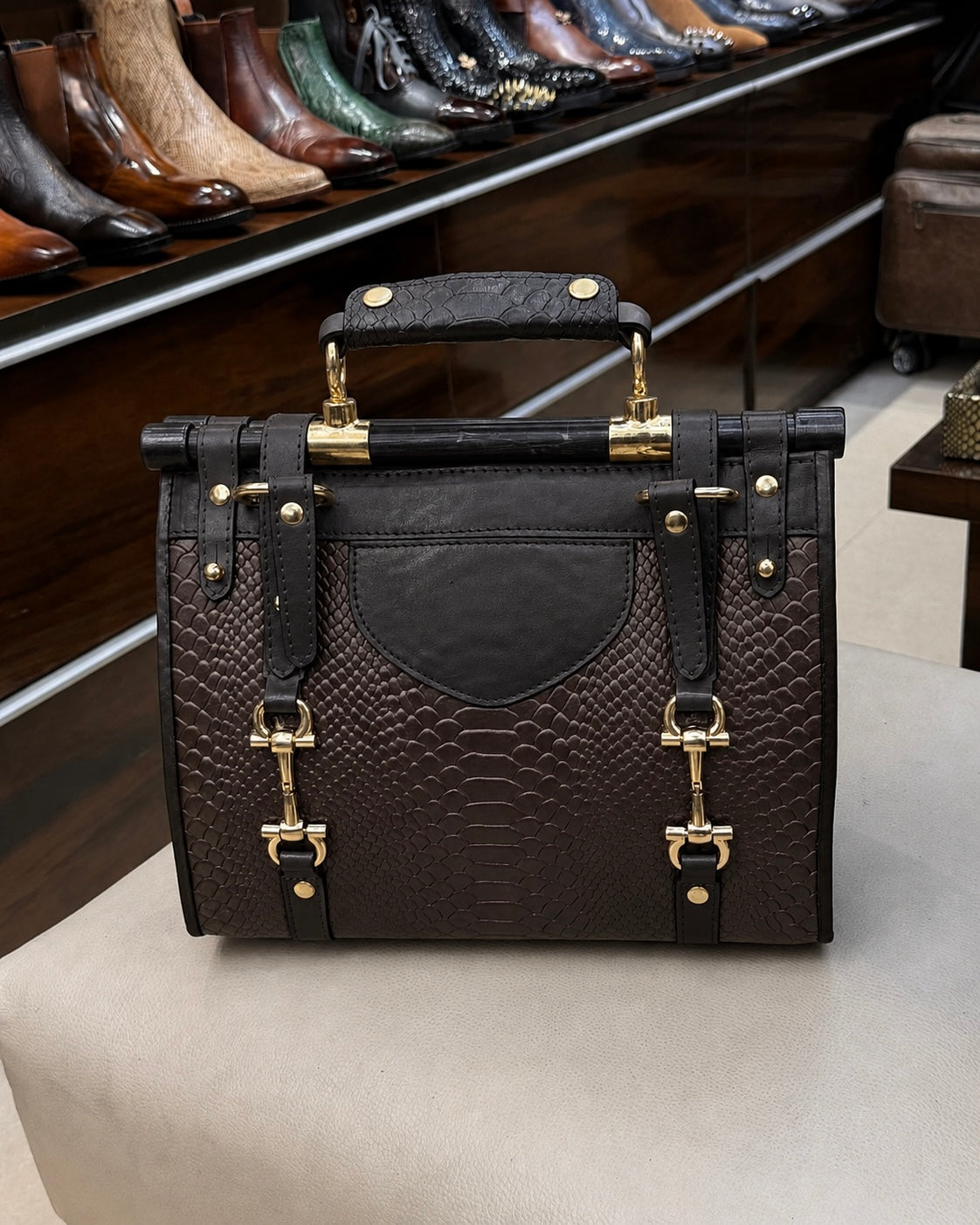 Dark Brown And Black Handbag