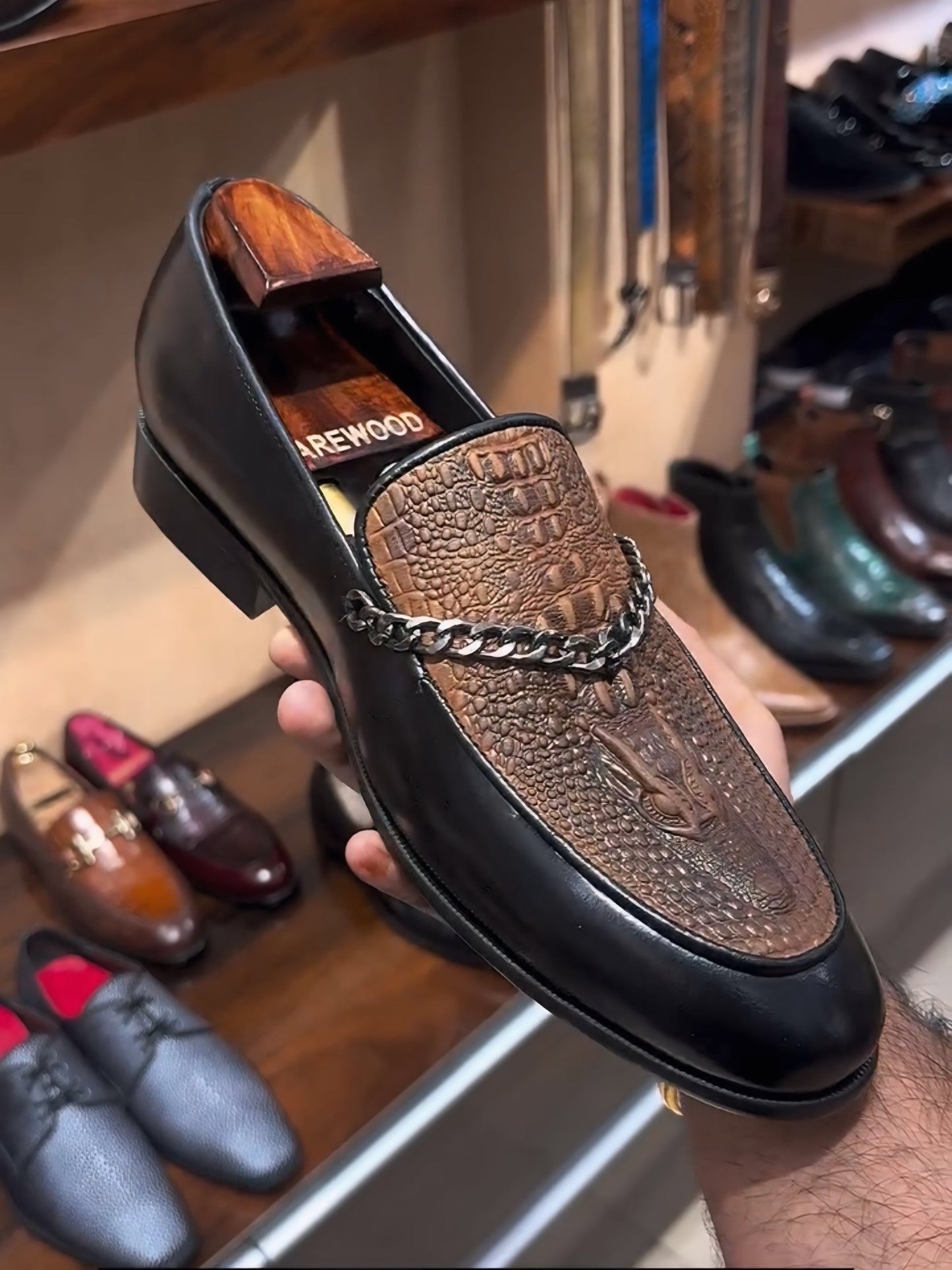 Limited Edition Crocodile Scaled Spectator Moccasins