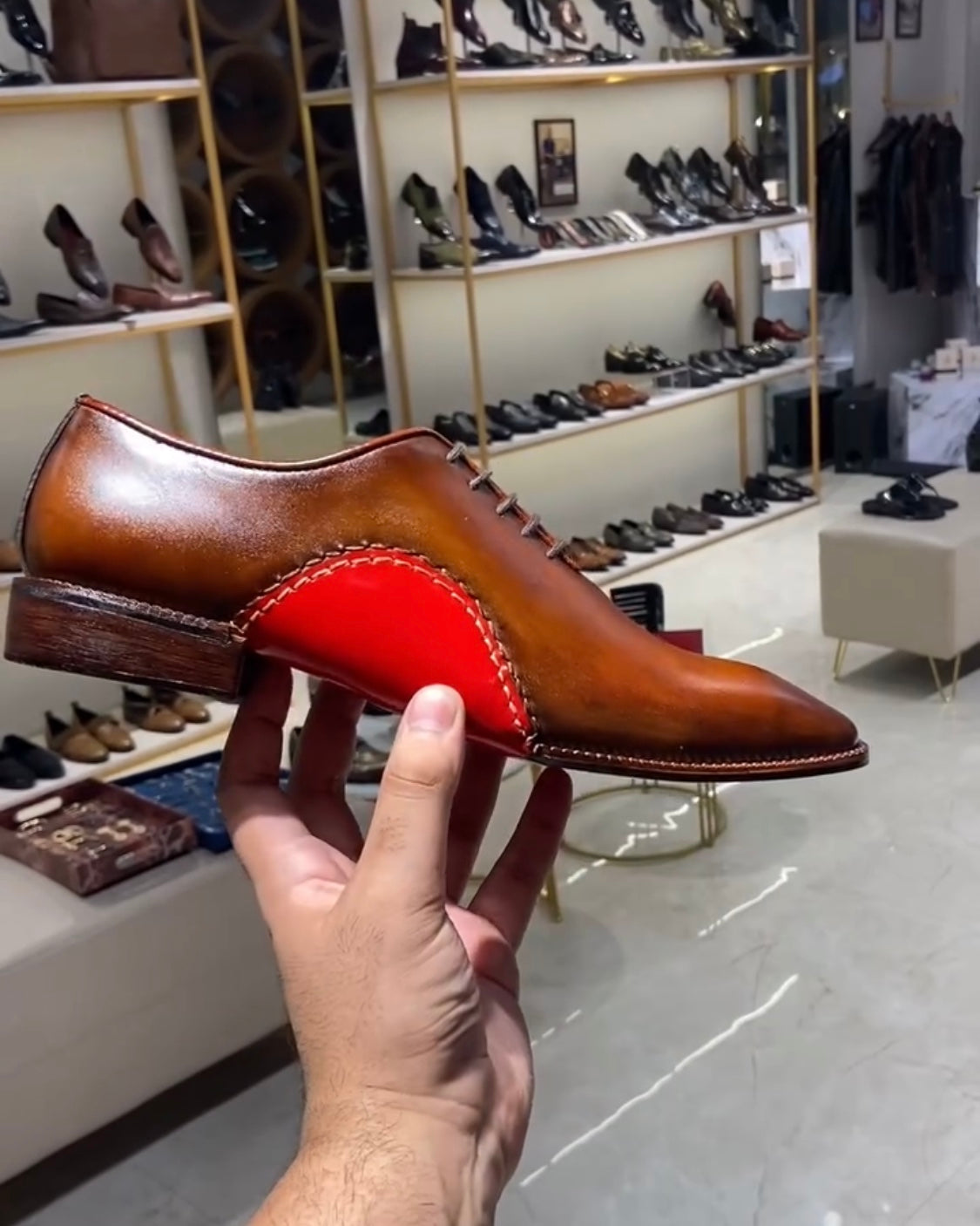 Sienna Brown Opanka Oxfords with Brown Sole