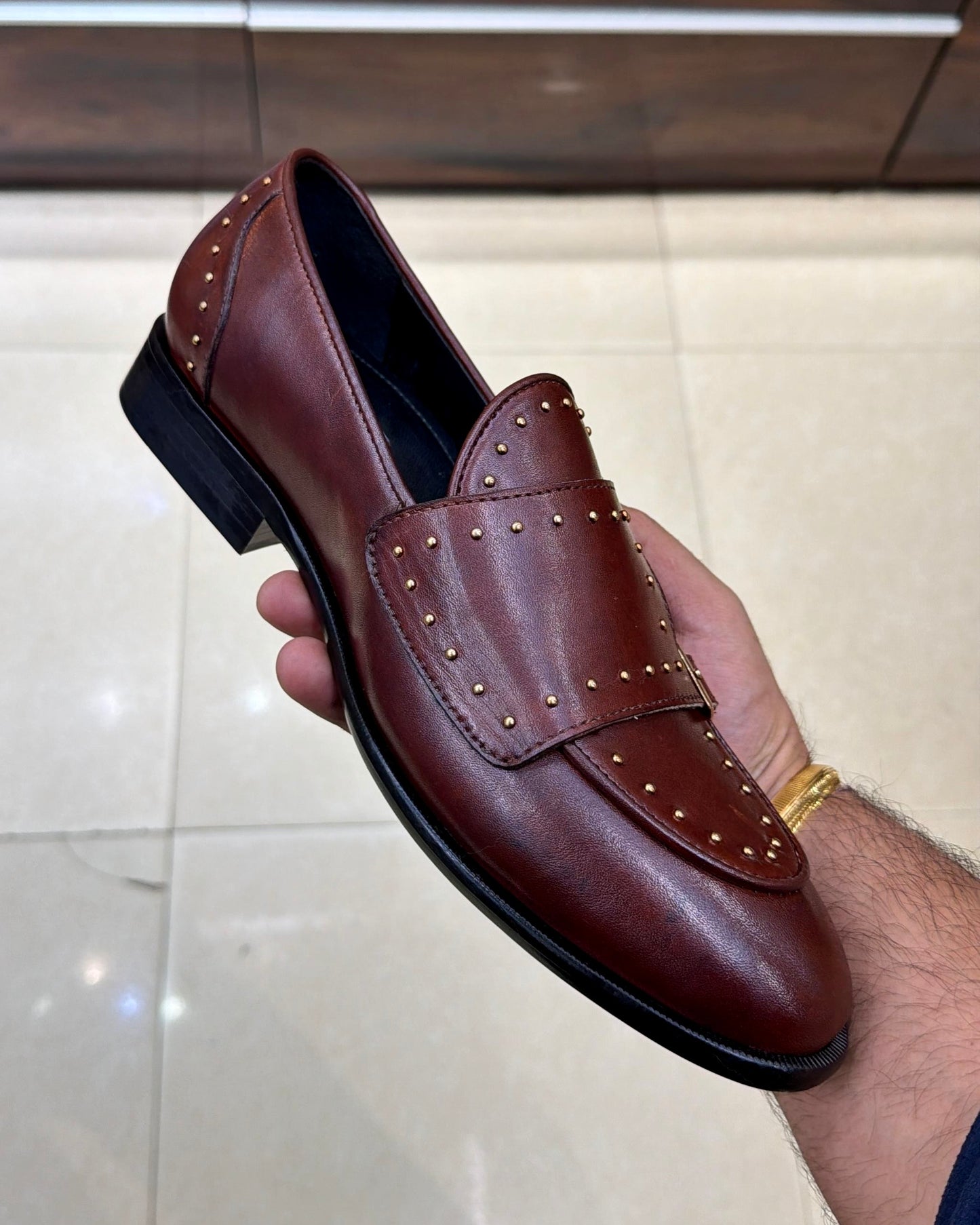Chestnut Brown Double Monk Strap Loafers
