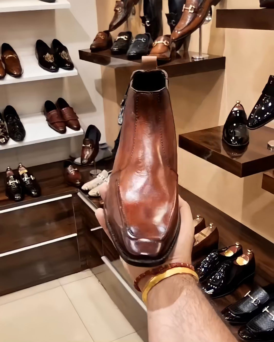 Tan Hand-painted Chelsea Boots