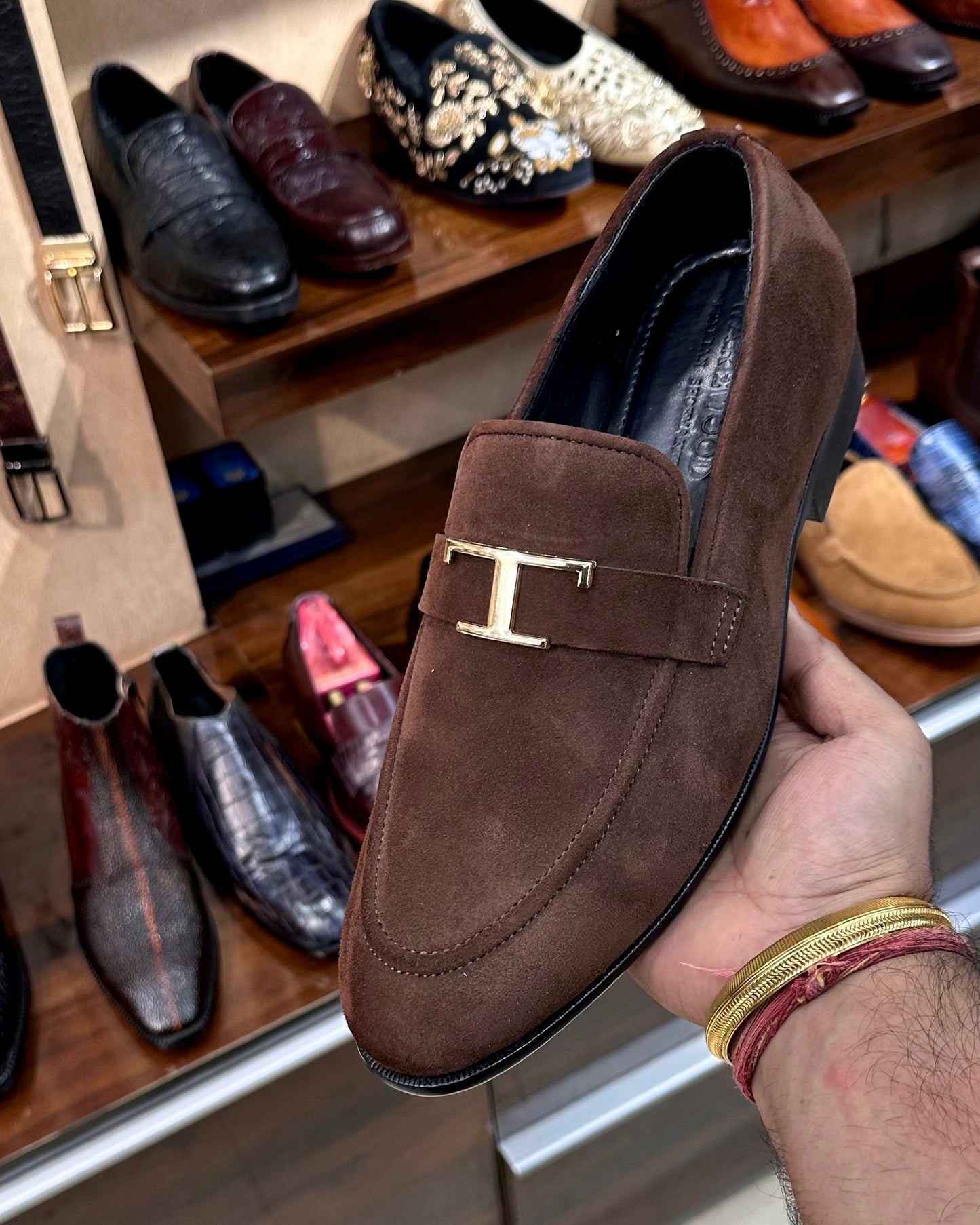 Designer Brown Suede Slip-on Loafers