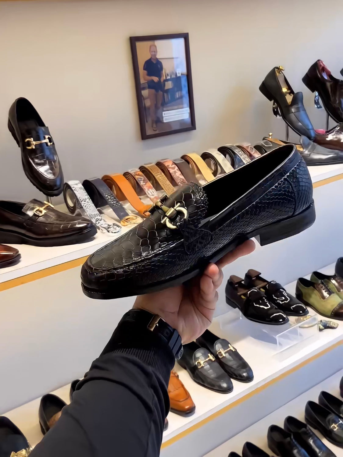 Classic Black Cobra Scaled Moccasins