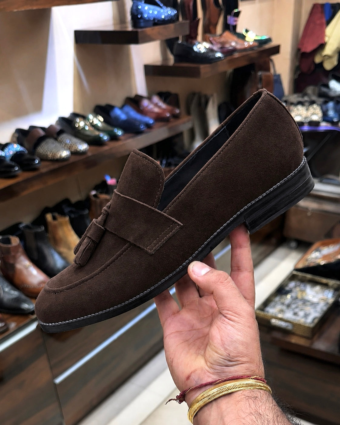 Dark Brown Suede Tassel Loafers