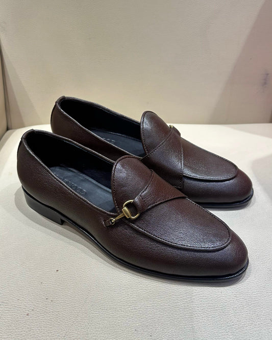 Brown Grain Leather Italian Style Loafers