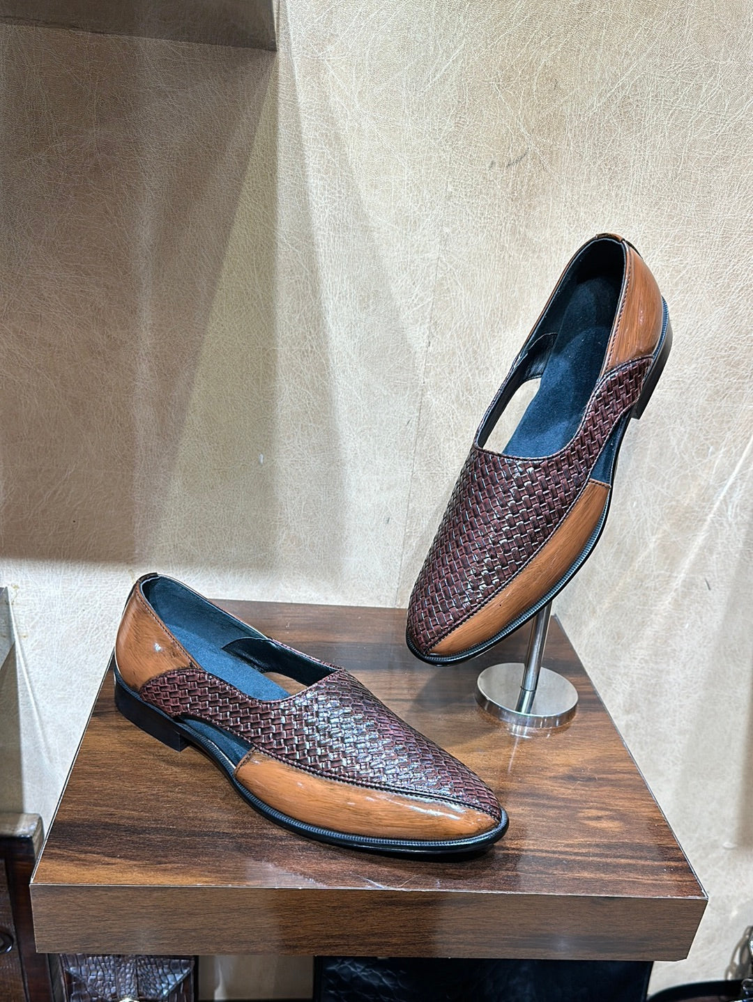 Light Brown Braided criss-cross Peshawaris