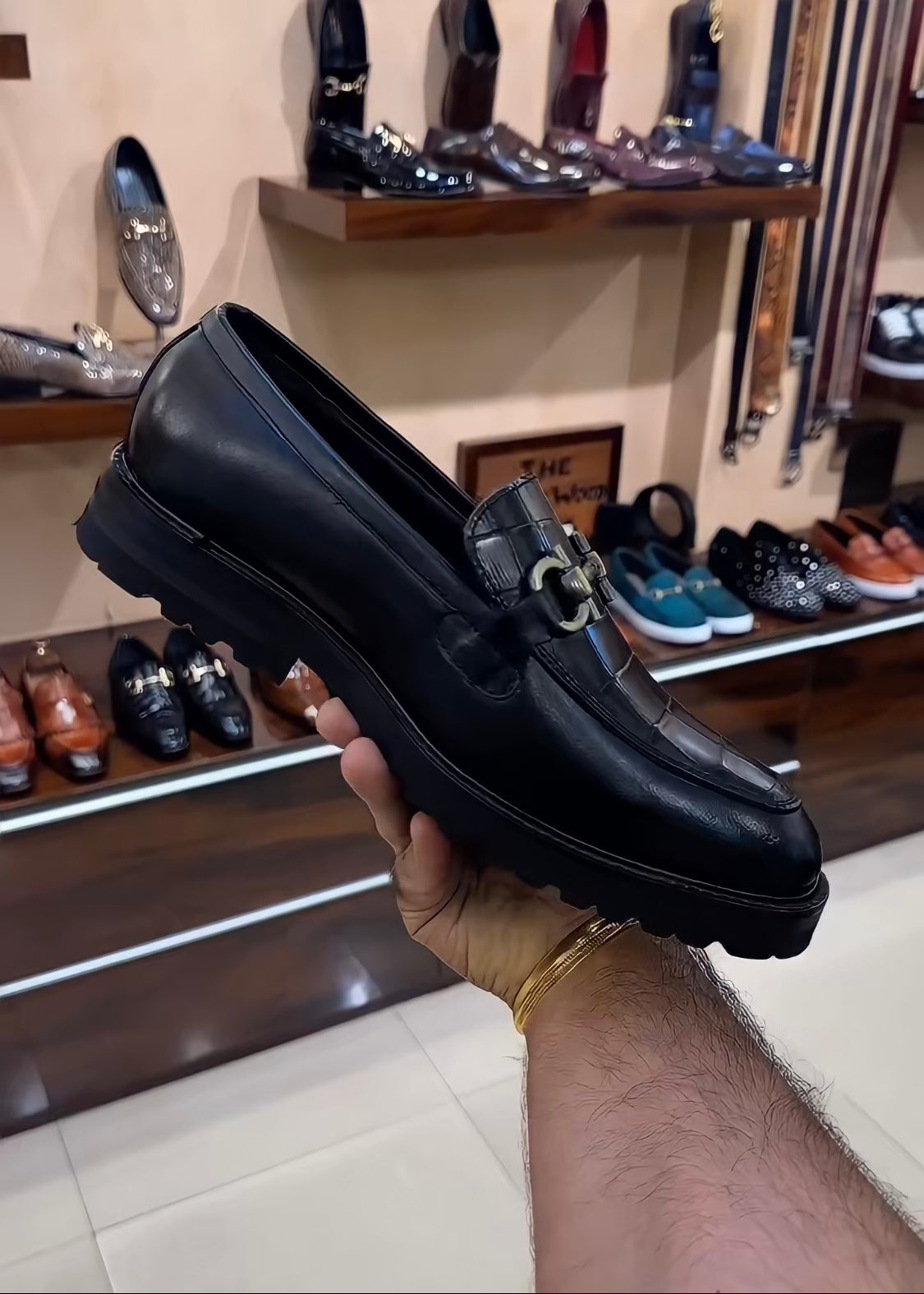 Matt Black Crocodile Boot Sole Moccasins