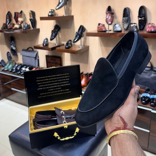 Classic Black Suede Belgian Loafers
