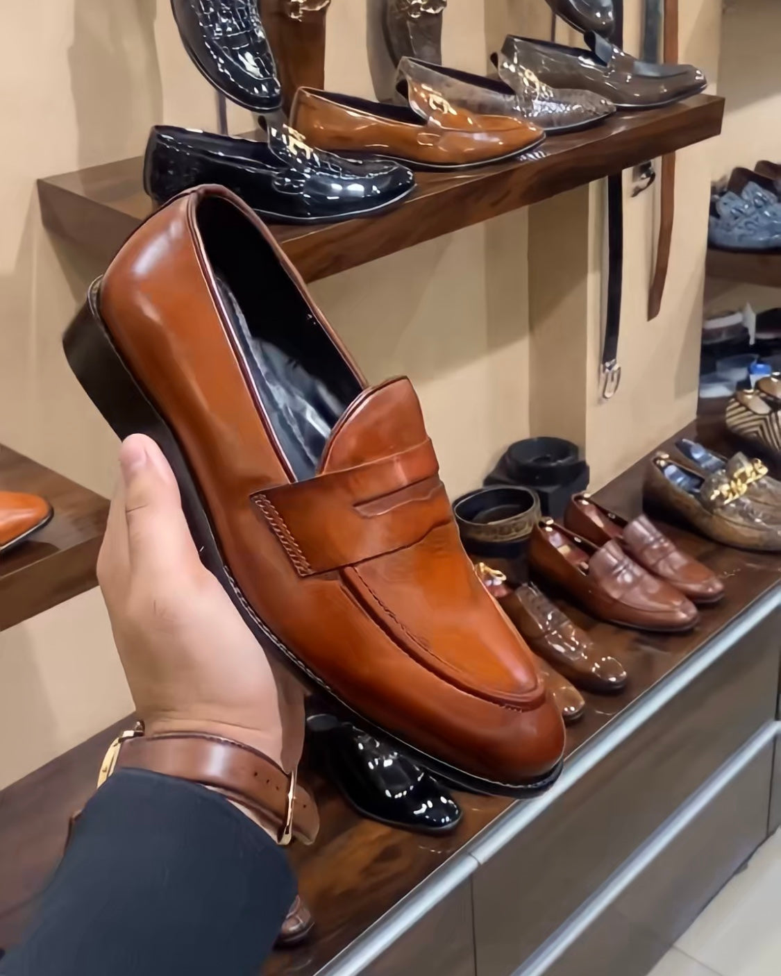 Pure Italian Tan Leather Penny Loafers
