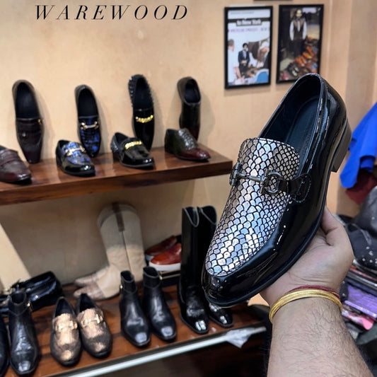 Exotic Silver Snake Foil Spectator Moccasins