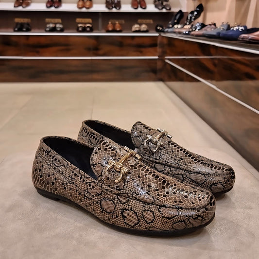 Exotic Desert Snake Scaled Driving Loafers