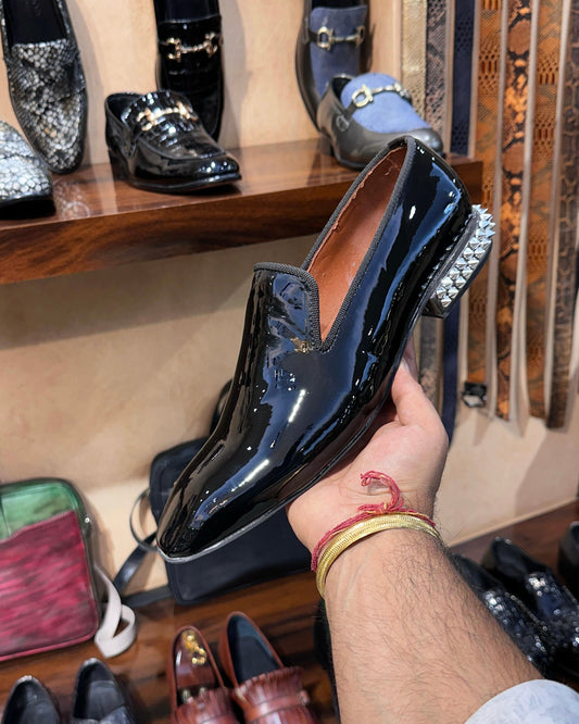 Luxe Edition Silver Studded Heel Red Bottom Moccasins