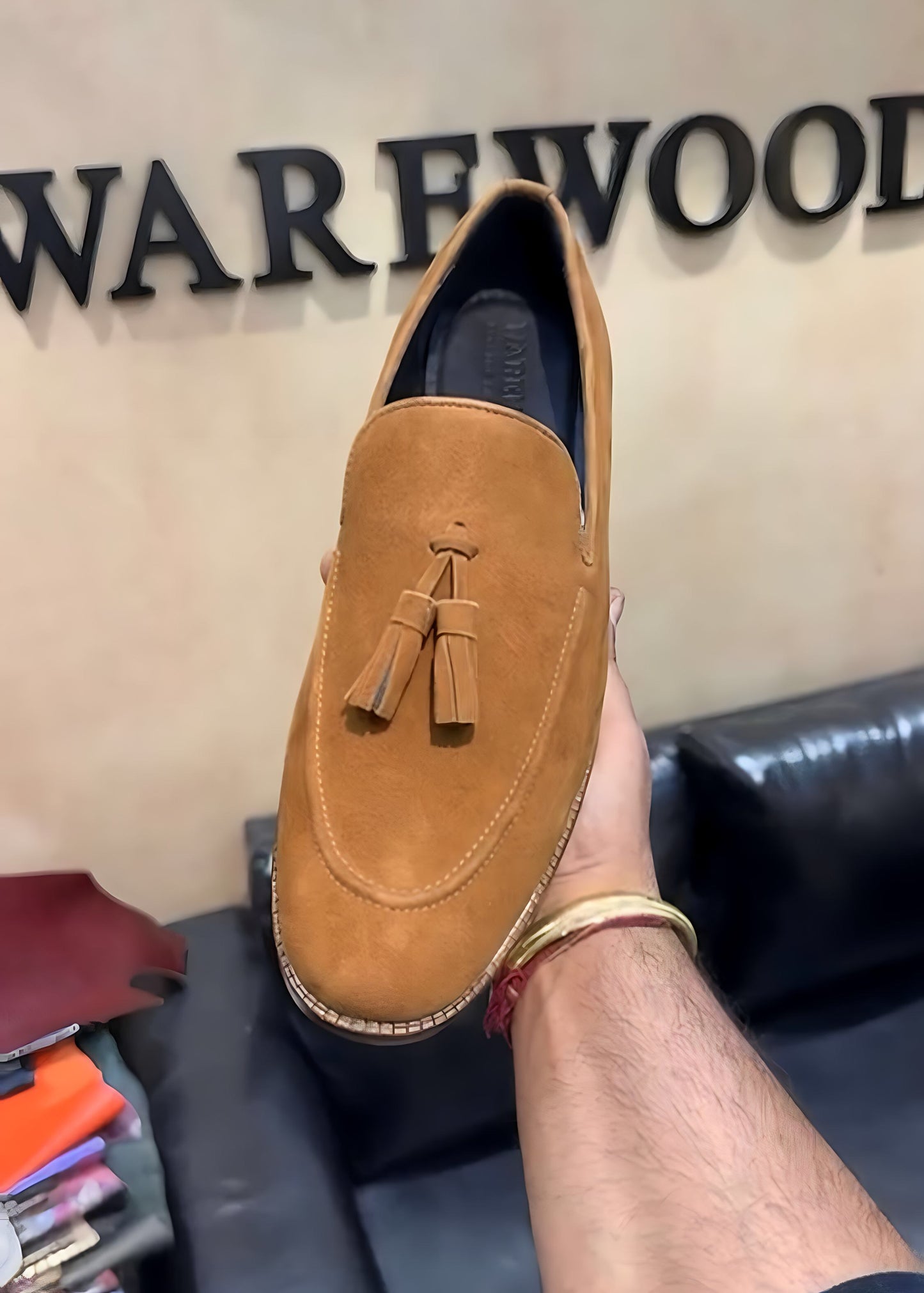 Tan Suede Tassel Loafers