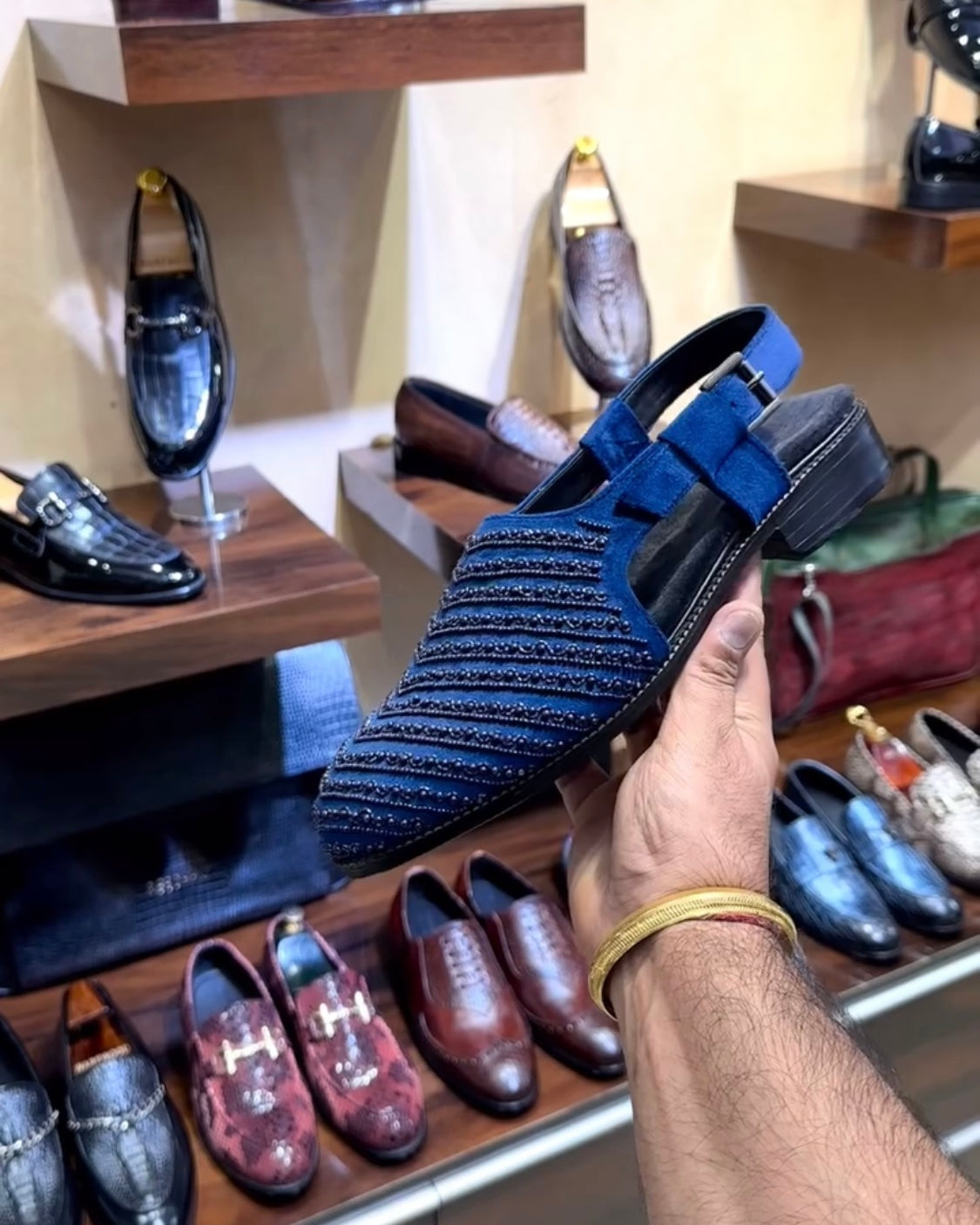 Blue Embroidered Peshawaris