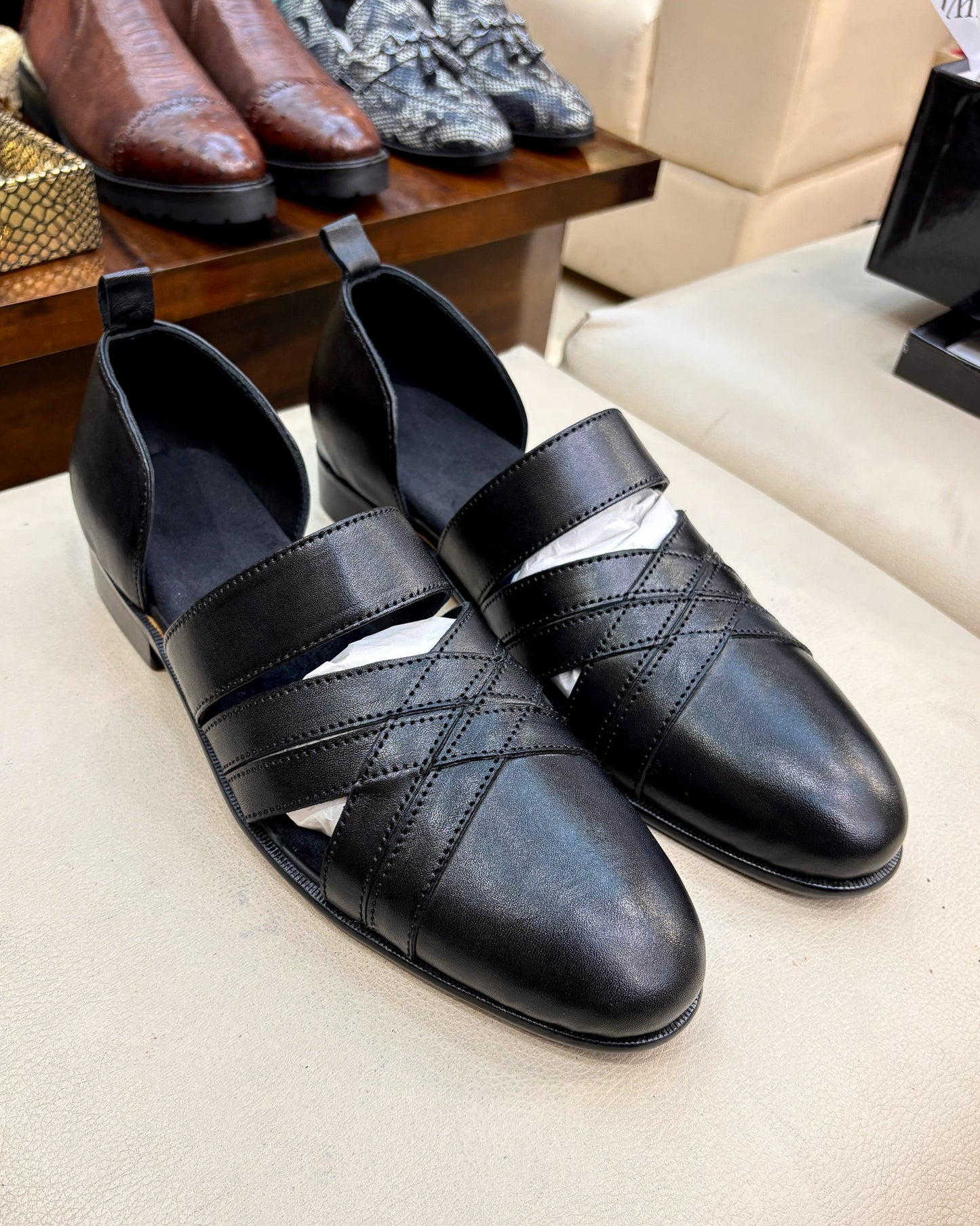 Classic Black Ethnic Sandals