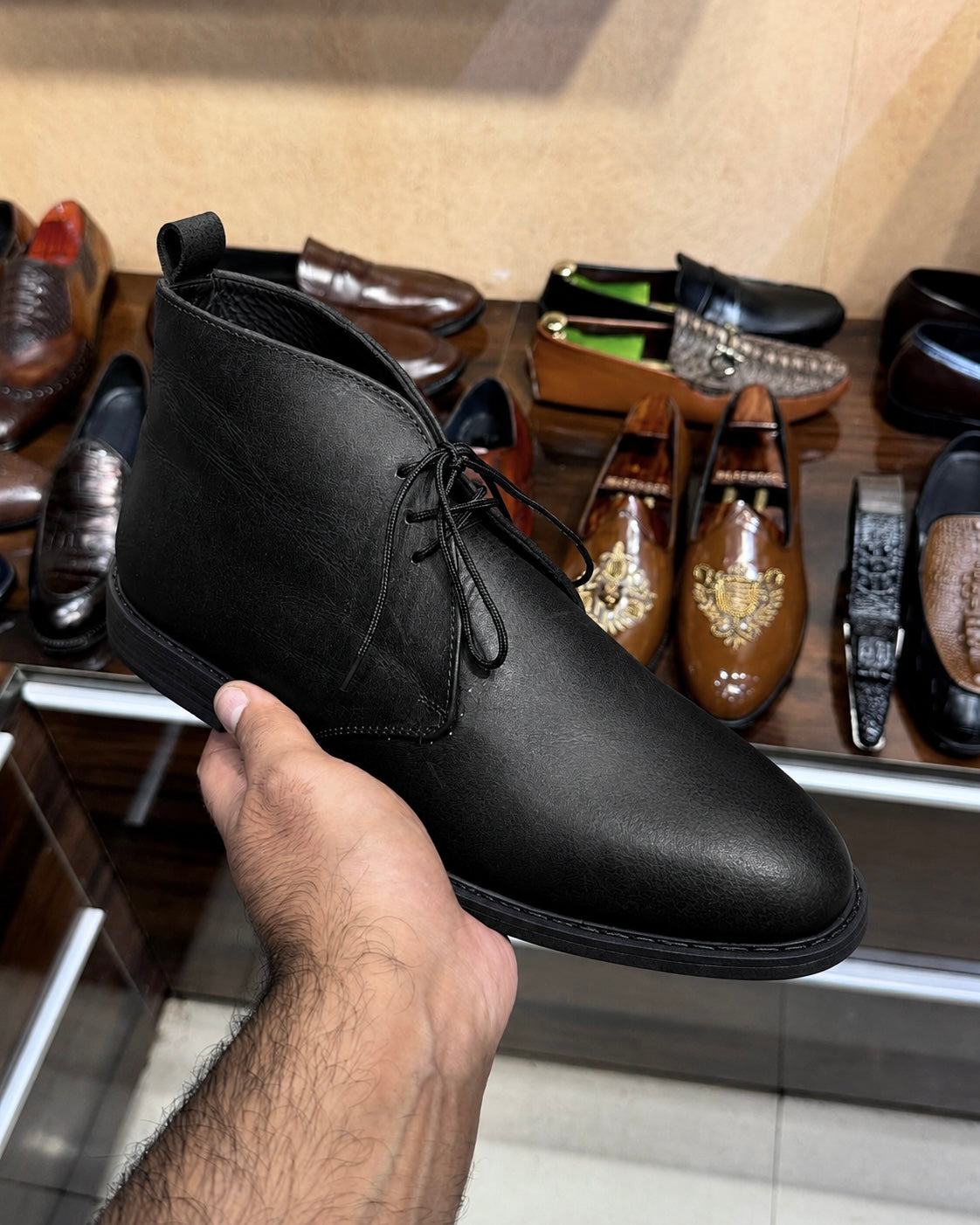 Goodyear Welted Black Chukka Boots In Calfskin Leather