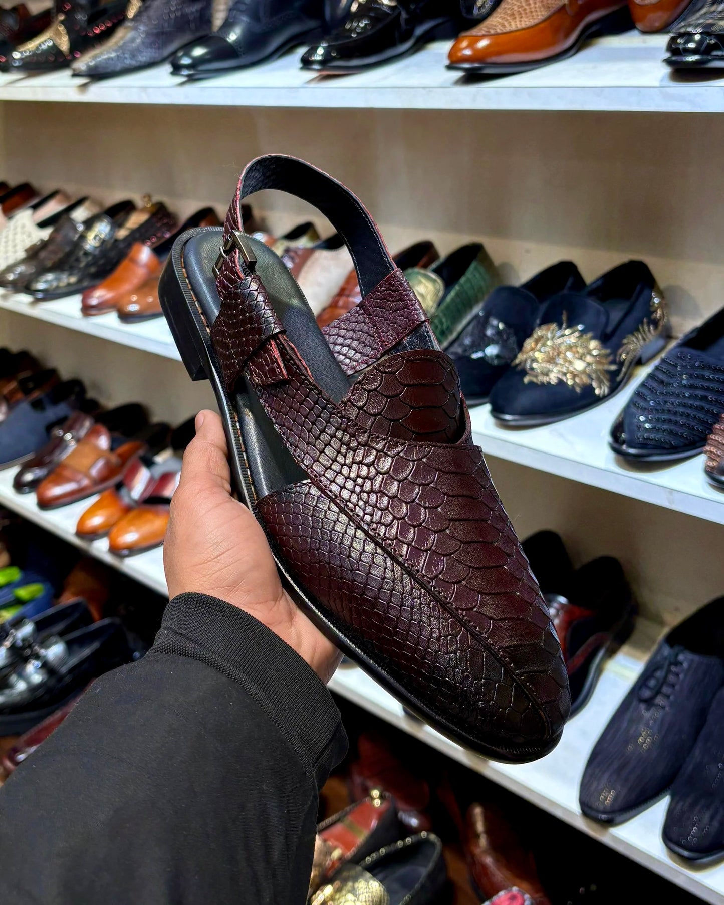 Dark Burgundy Cobra Scaled Peshawaris