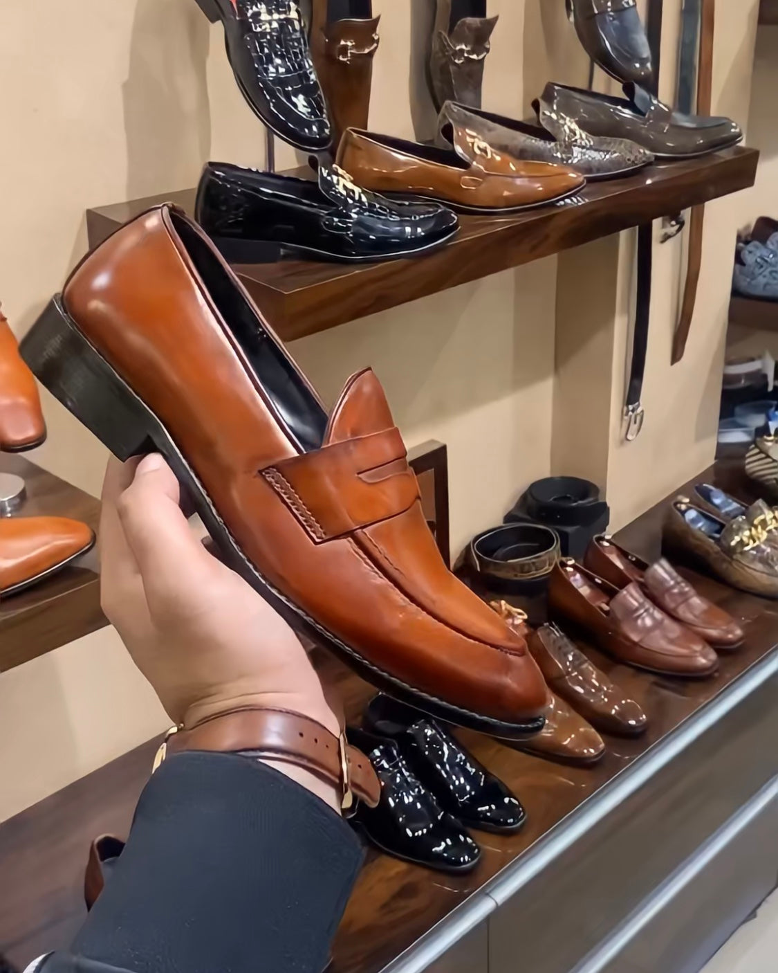 Pure Italian Tan Leather Penny Loafers