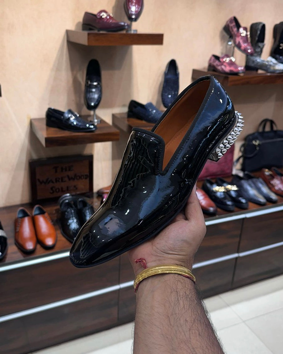 Luxe Edition Silver Studded Heel Red Bottom Loafers