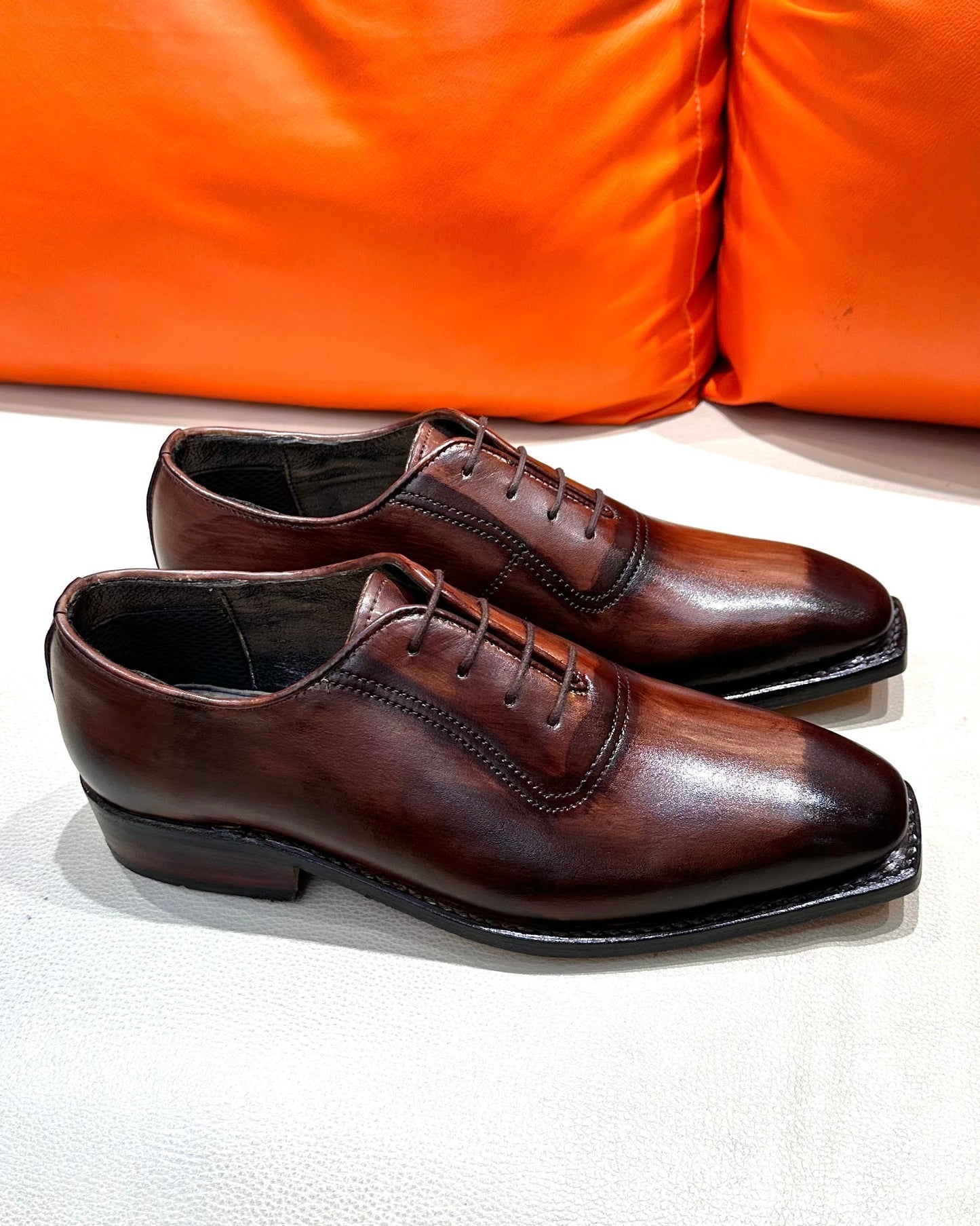 Two-tone Wood Finish Oxfords - Goodyear Welted