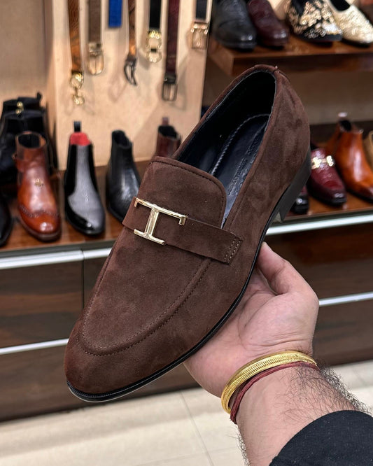 Designer Brown Suede Slip-on Loafers