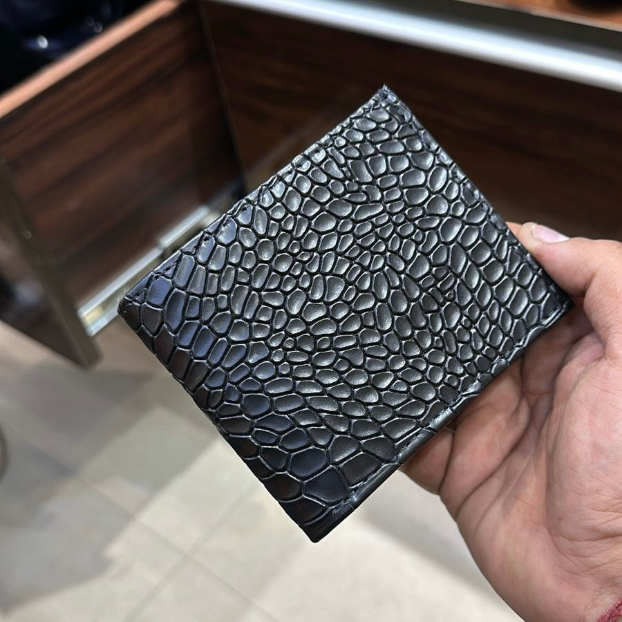 Black Deep-cut Crocodile Scaled Wallet