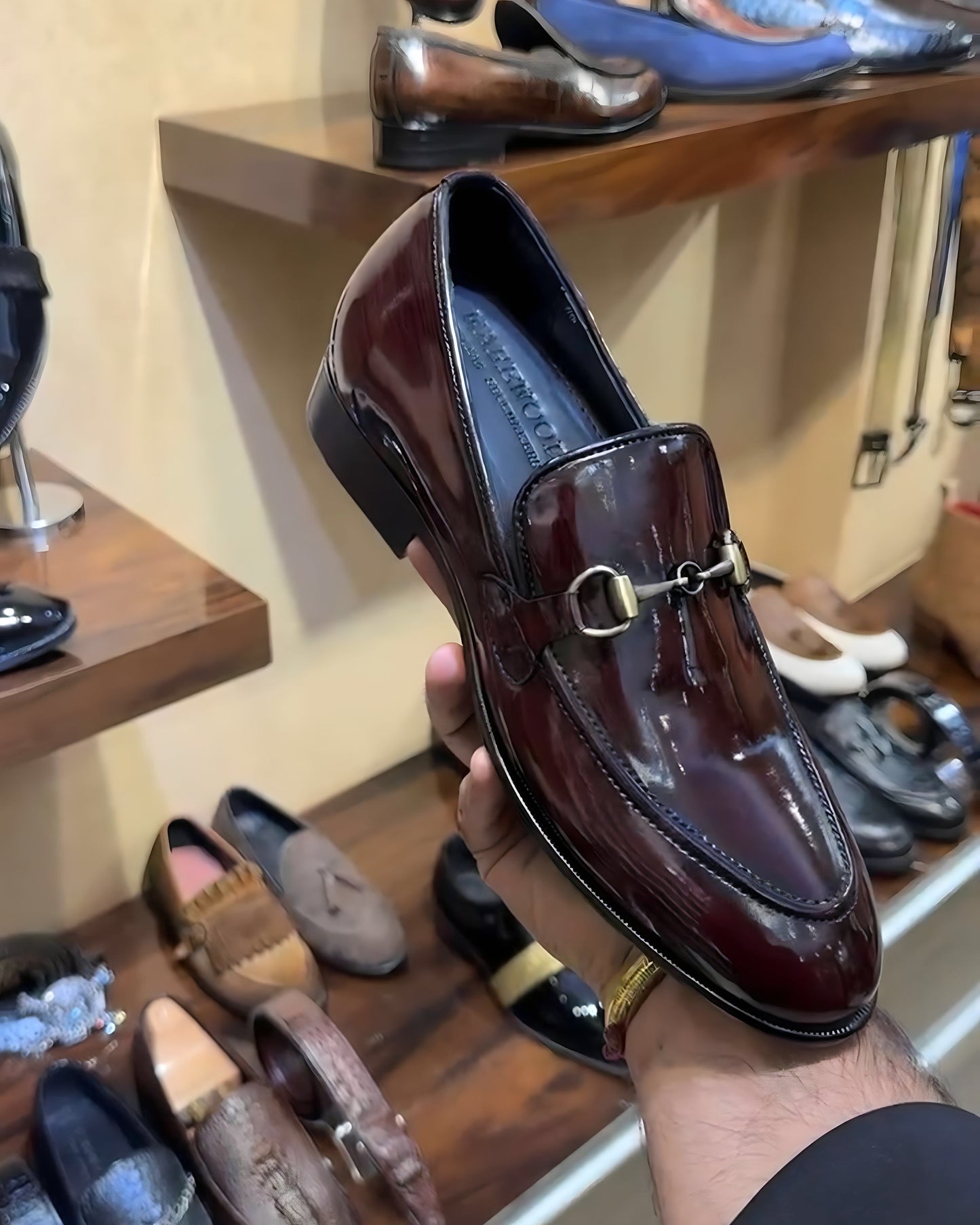 Brush-off Ox-blood Moccasins with Antique Buckle