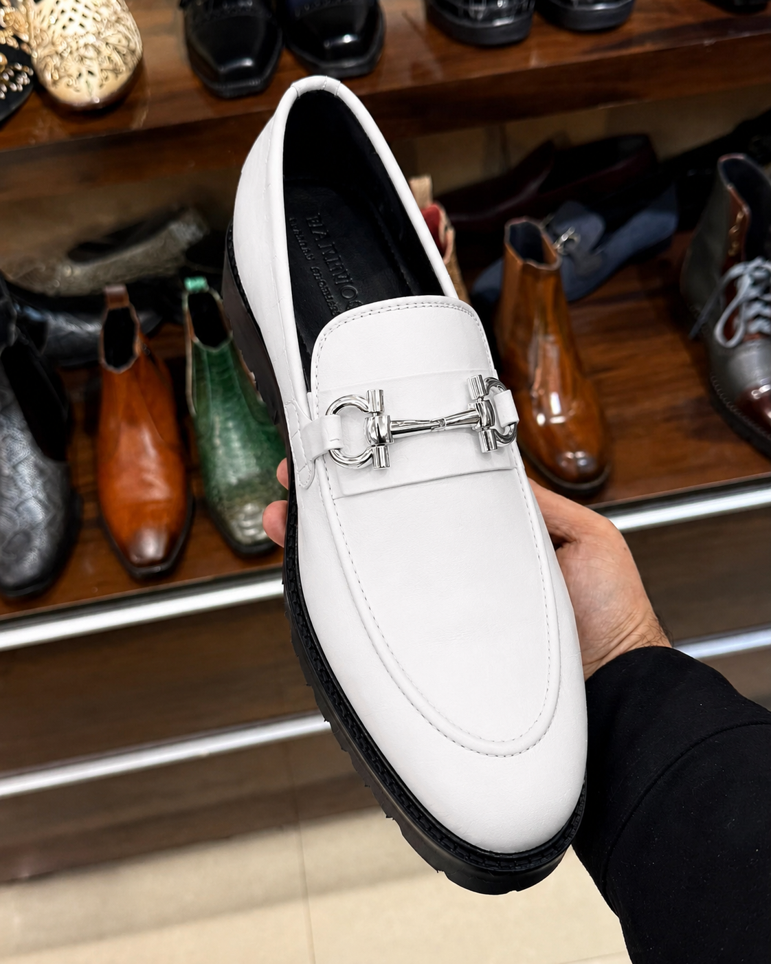 White Lug Sole Loafers