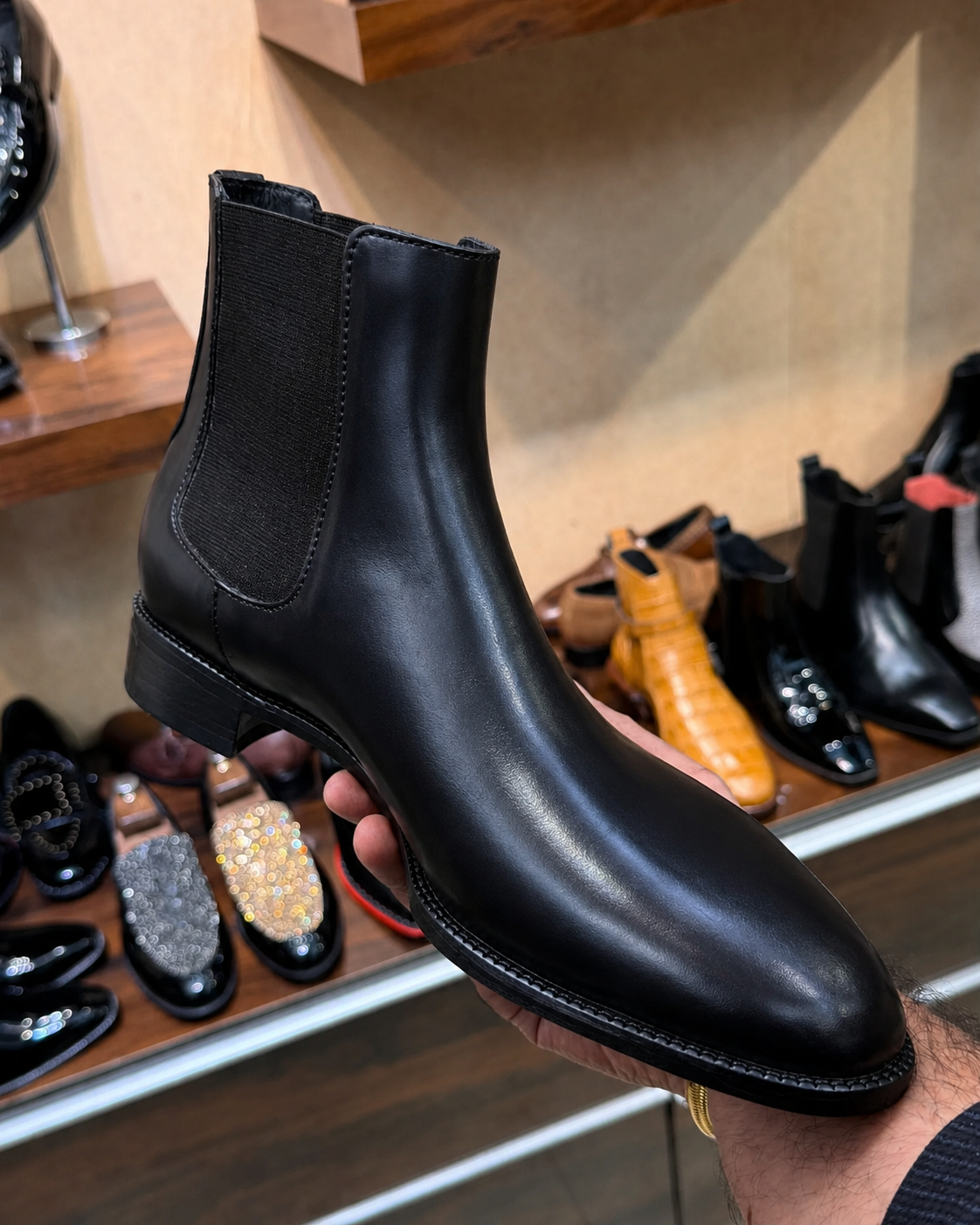 Black Italian Toe Chelsea Boots