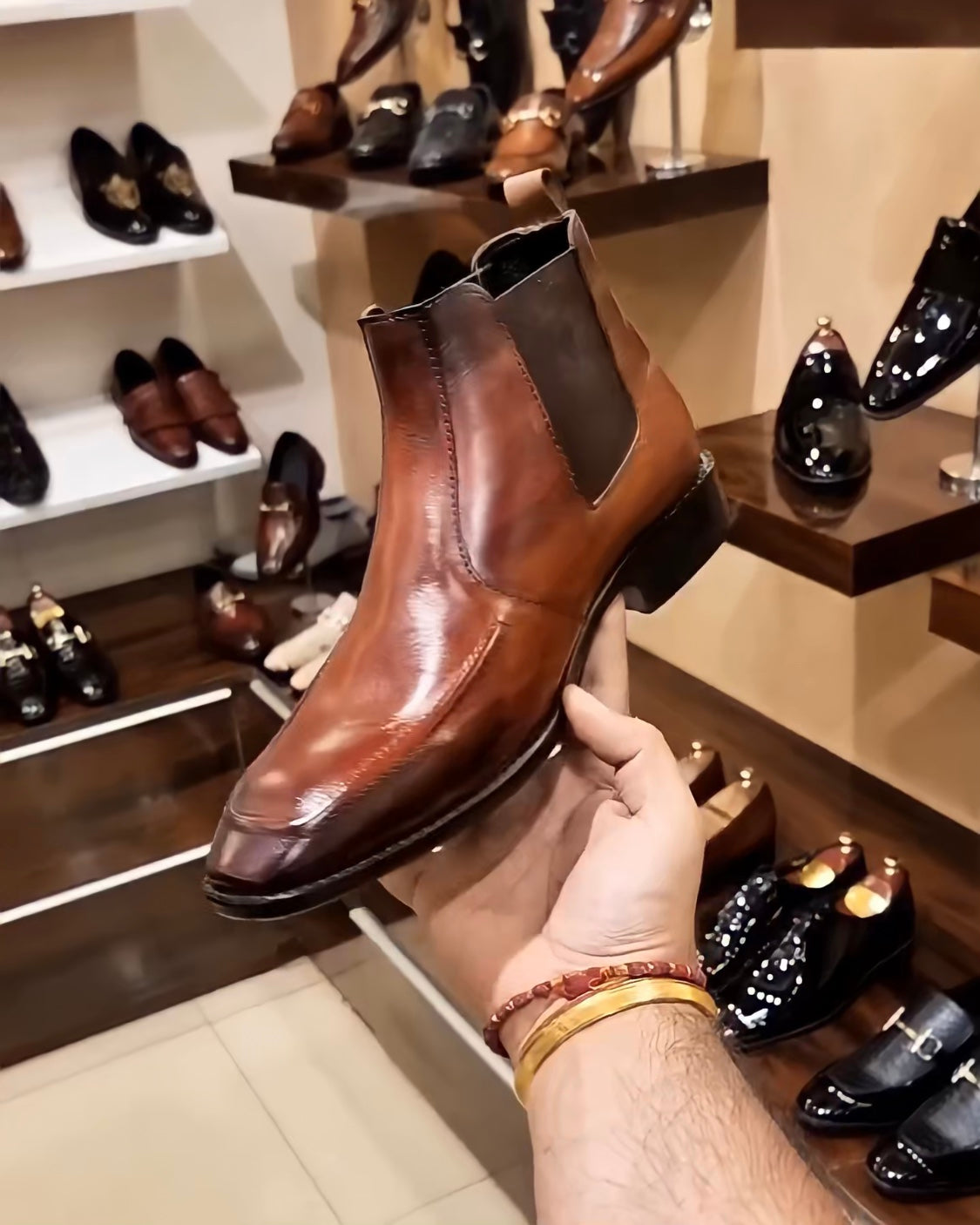 Tan Hand-painted Chelsea Boots