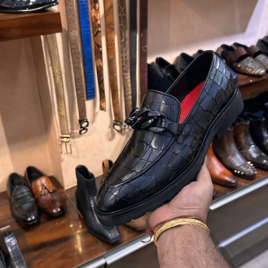 Smooth Croc Scaled Boot Sole Moccasins