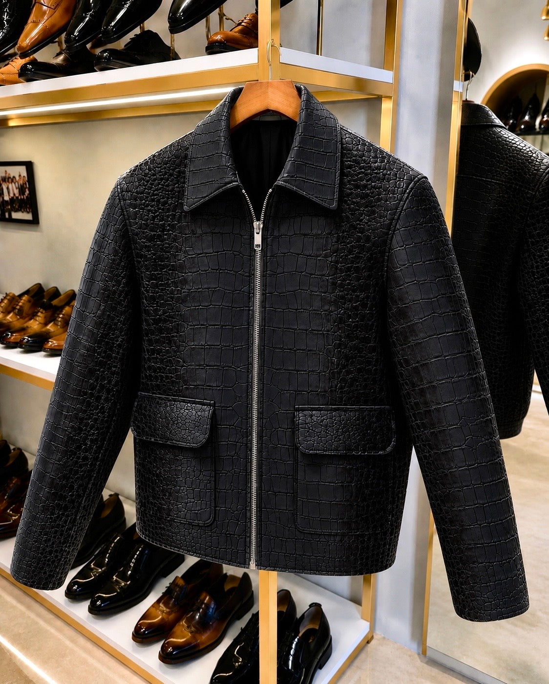 Exotic Black Himalayan Crocodile Scaled Jacket