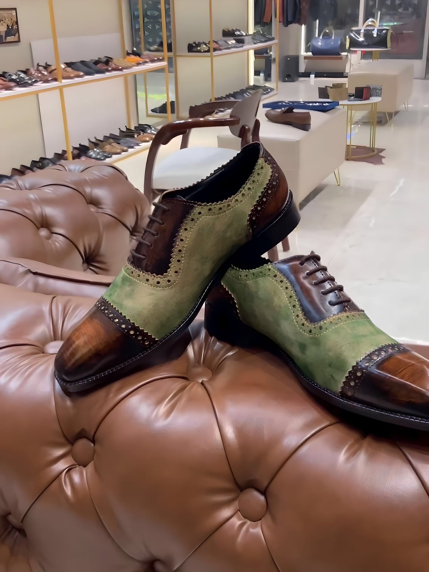 Brown Patina Spectator Captoe Oxfords