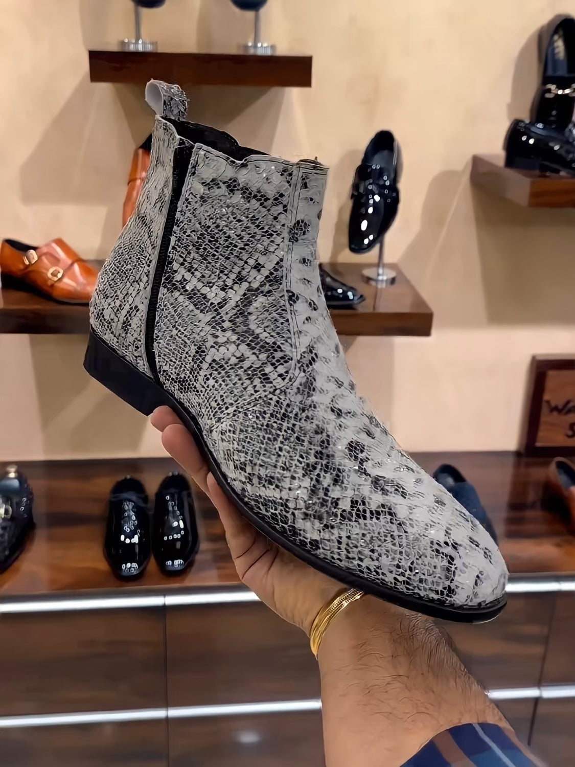 Himalayan Python Scaled Zip Boots