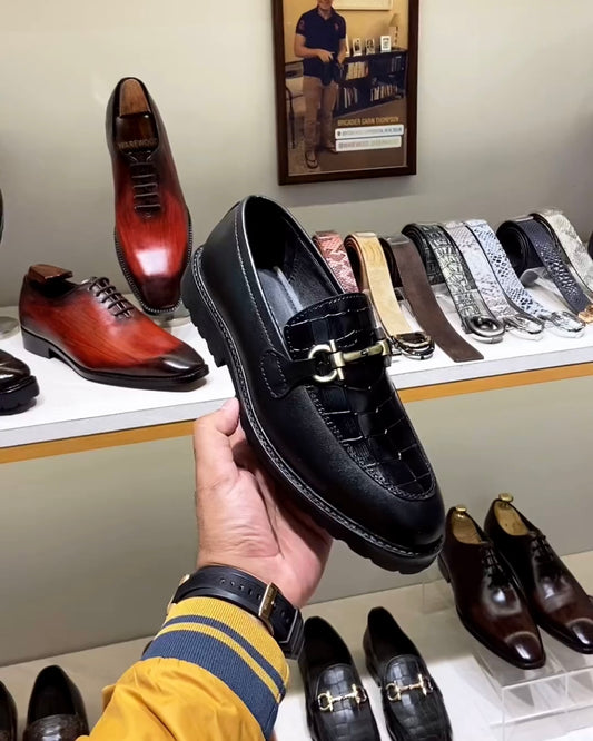 Crocodile Scaled Matt Finish Boot-sole Moccasins