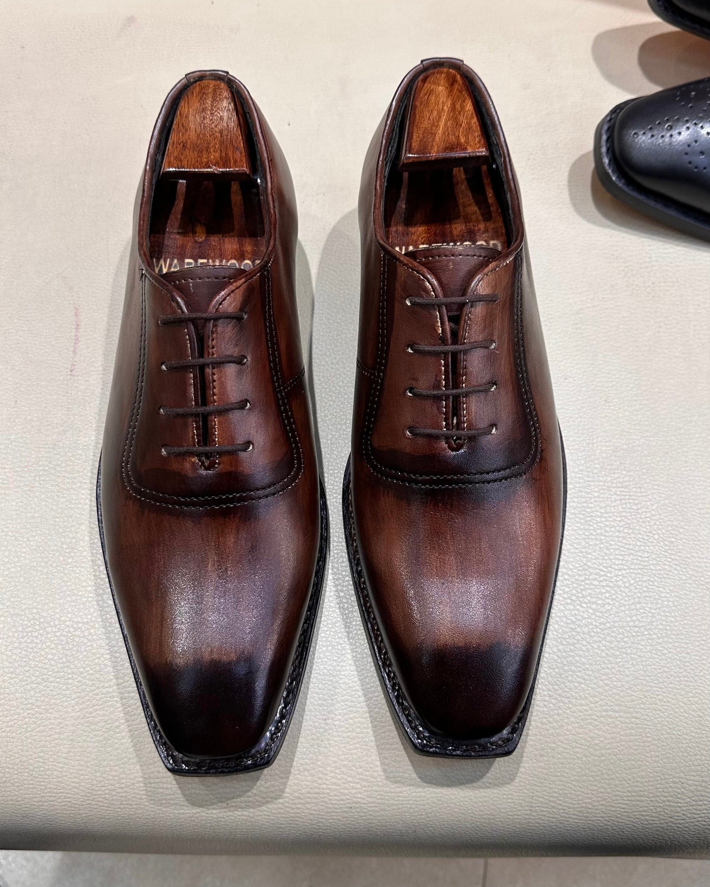 Two-tone Wood Finish Oxfords - Goodyear Welted