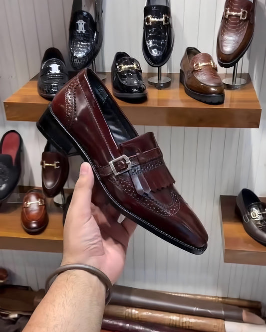 Wine Shade Fringes Moccasins