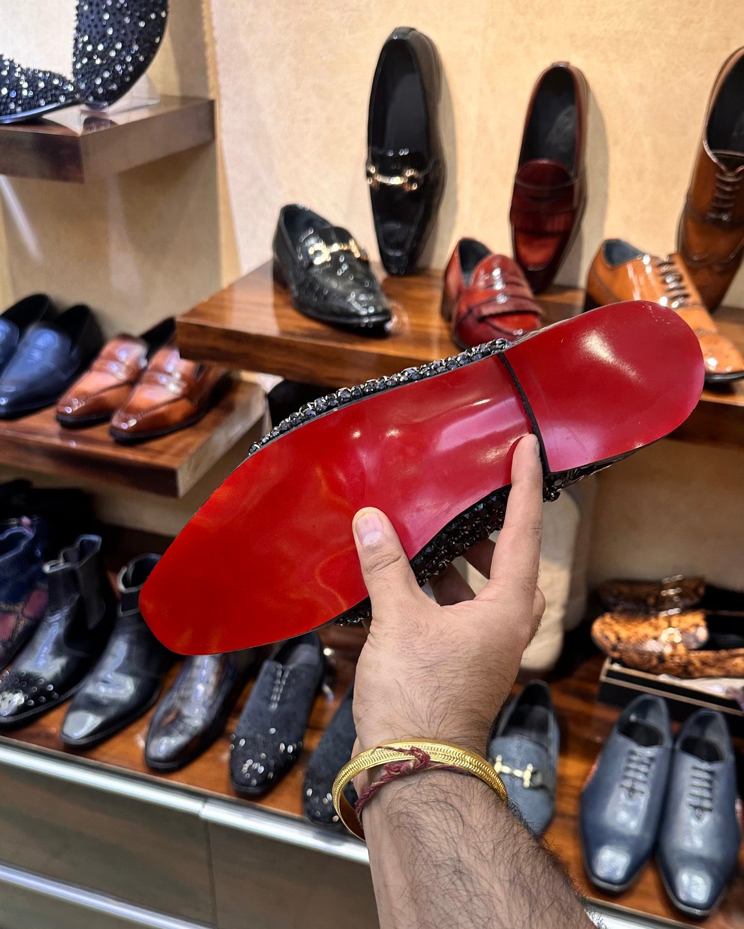 Black Suede Diamond Studded Oxfords With Red Bottom