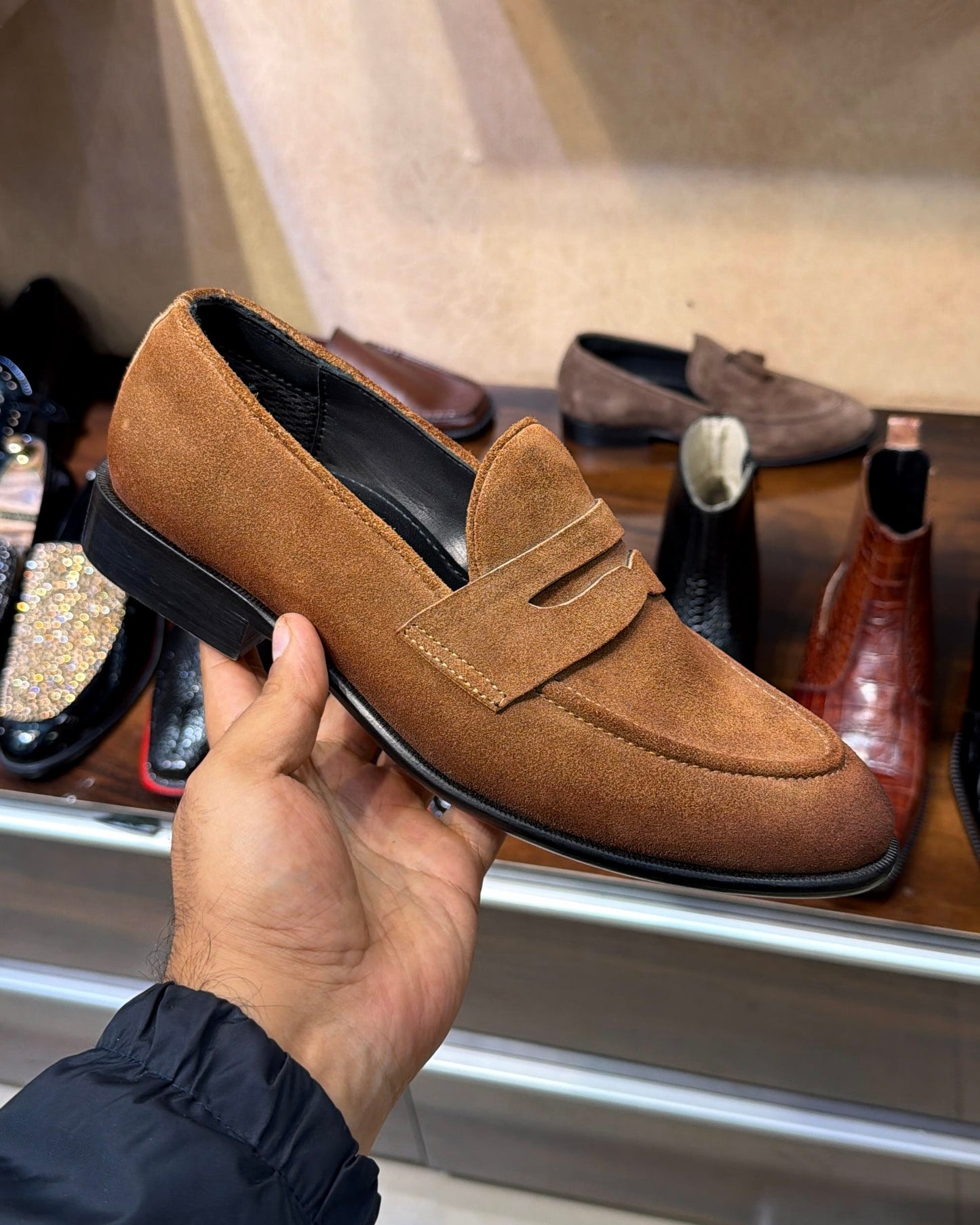 Classic Tan Suede Penny Loafers