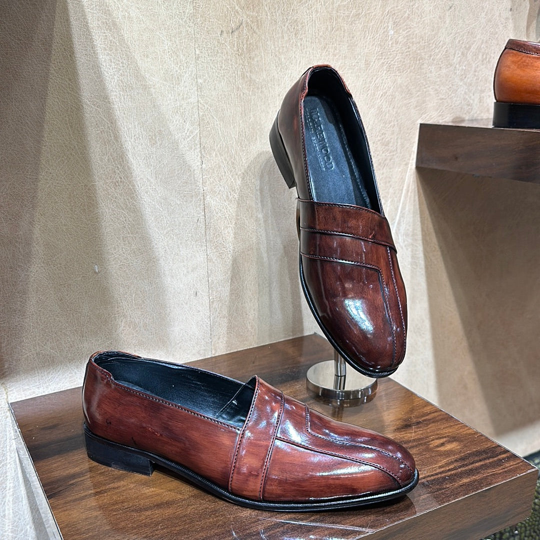 Brown Patina Peshawari Slip-ons