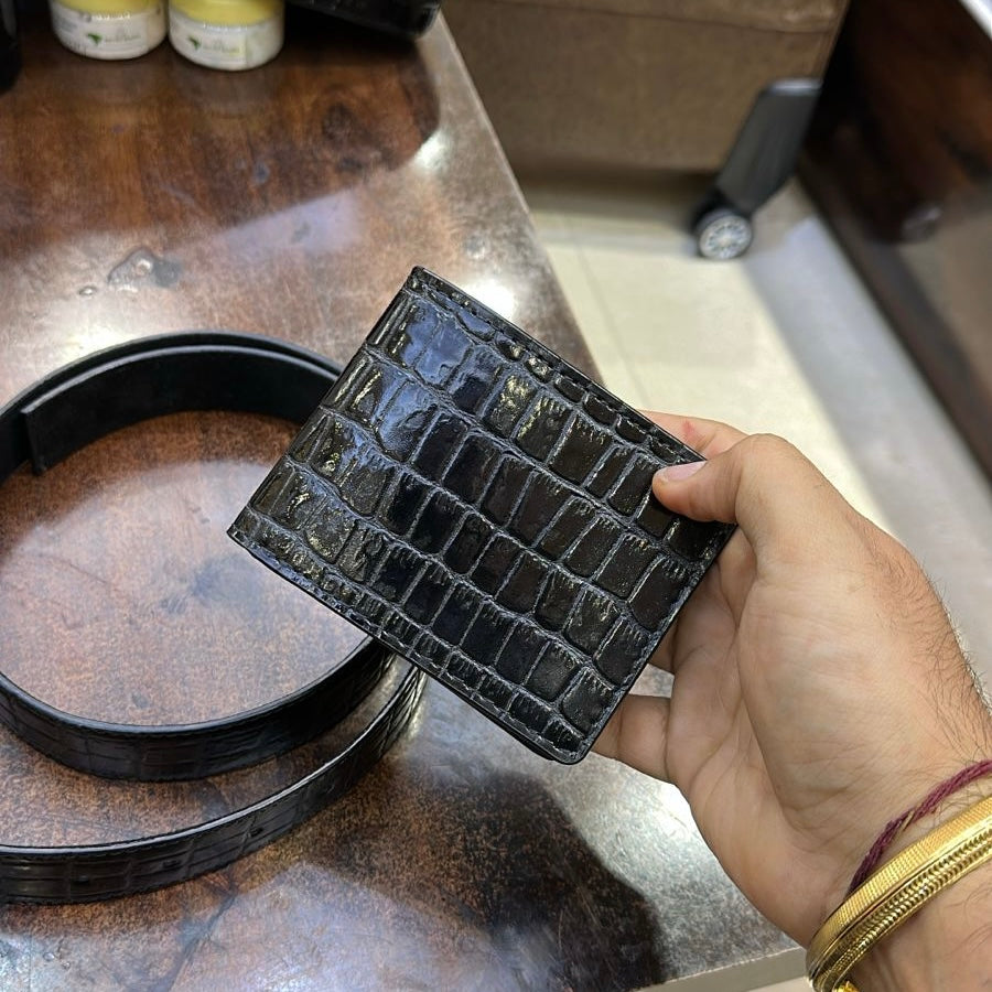 Patent Crocodile Scaled Wallet