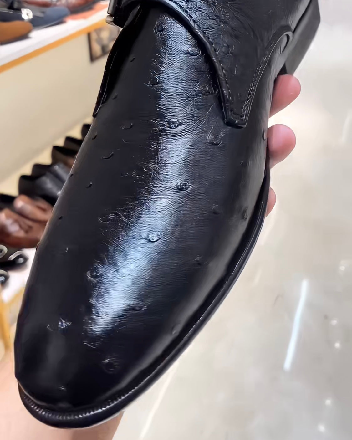 Black Ostrich Scaled Single Monks