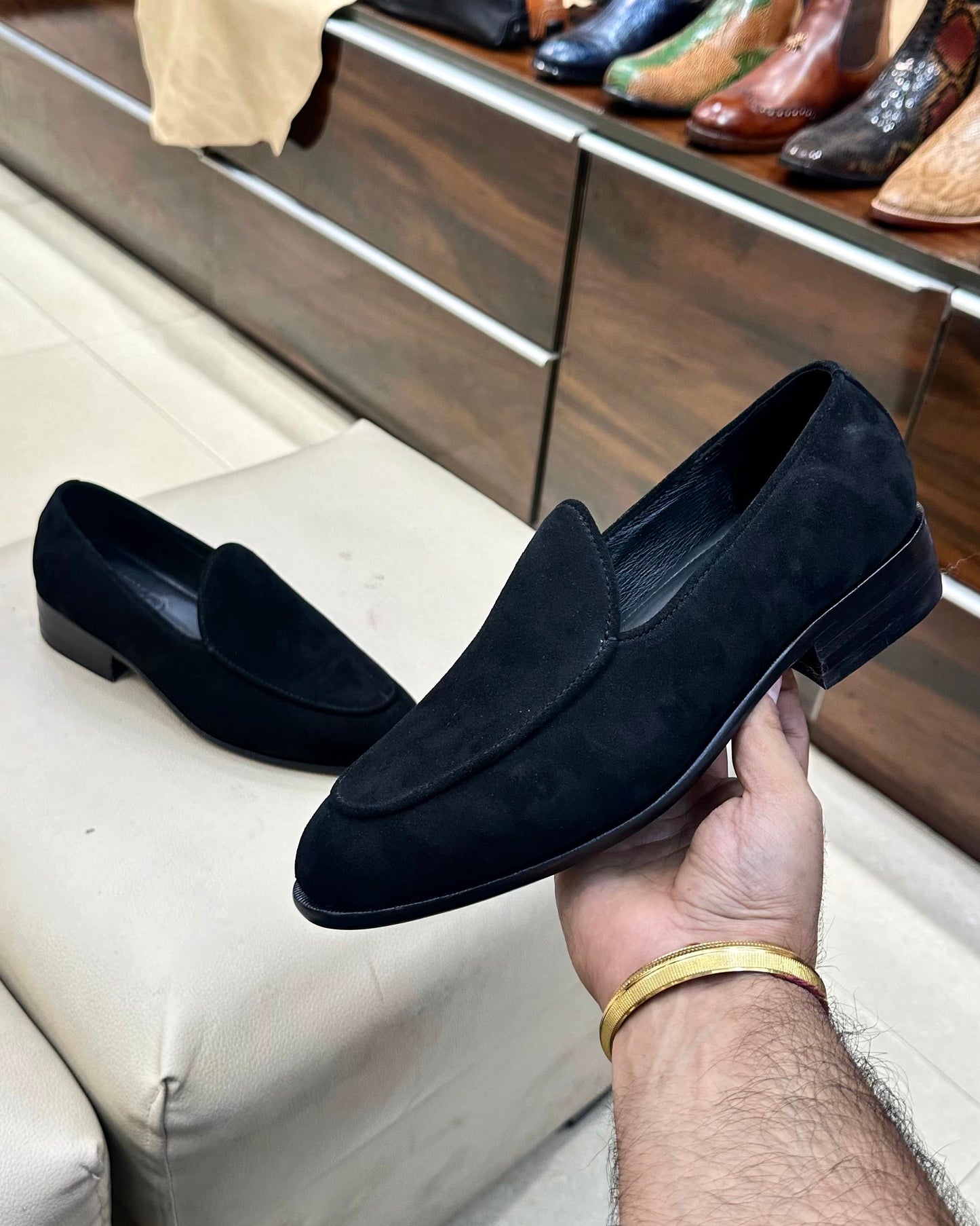 Classic Black Suede Belgian Loafers