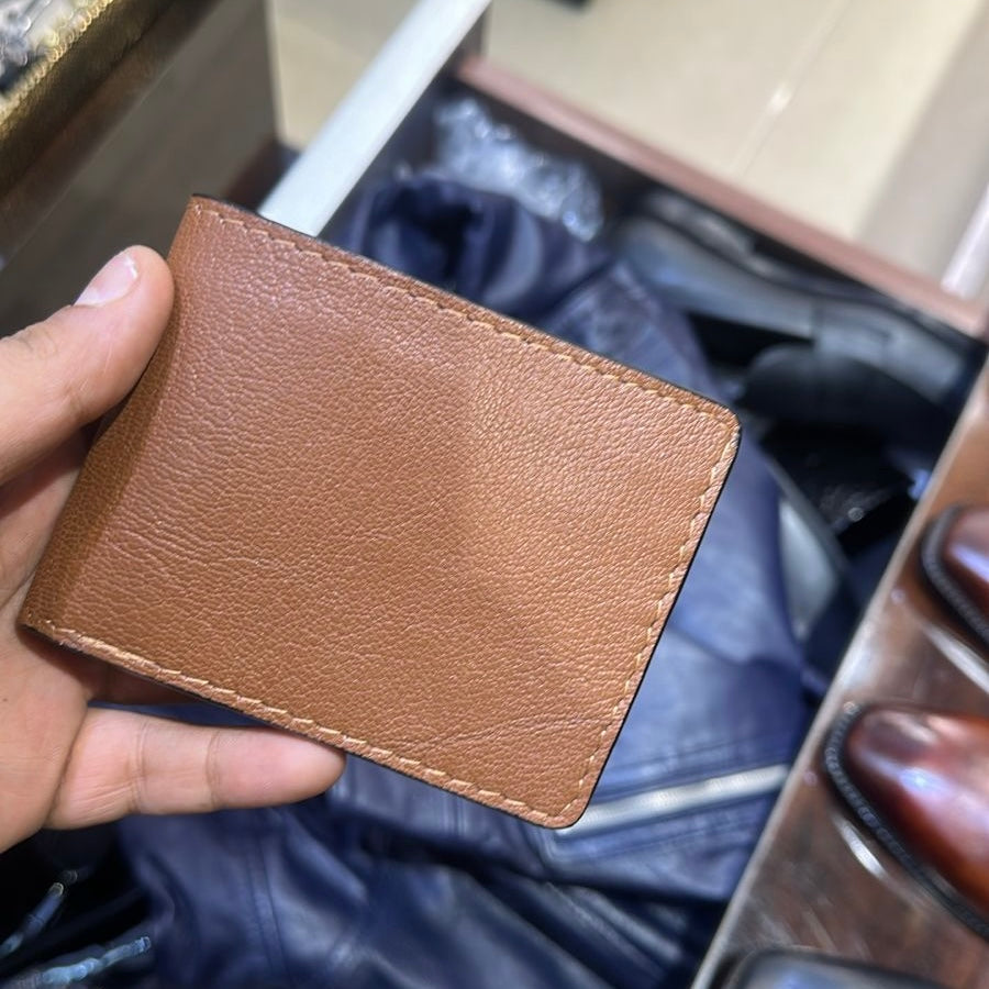 Light Brown Natural Grain Leather Wallet