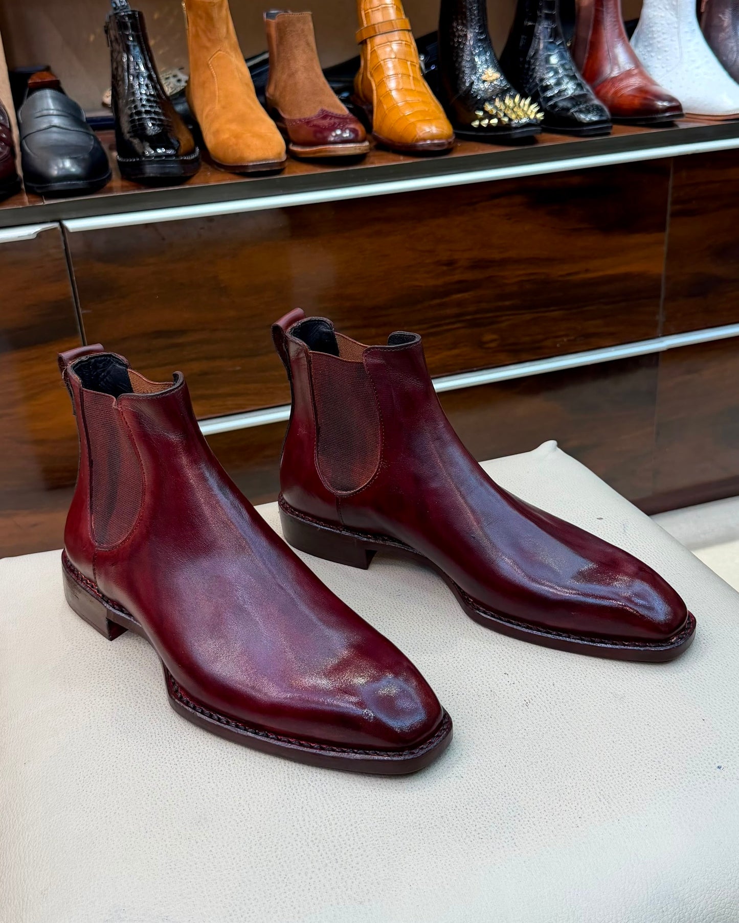 Ox-blood Chelsea Boots With Italian Toe