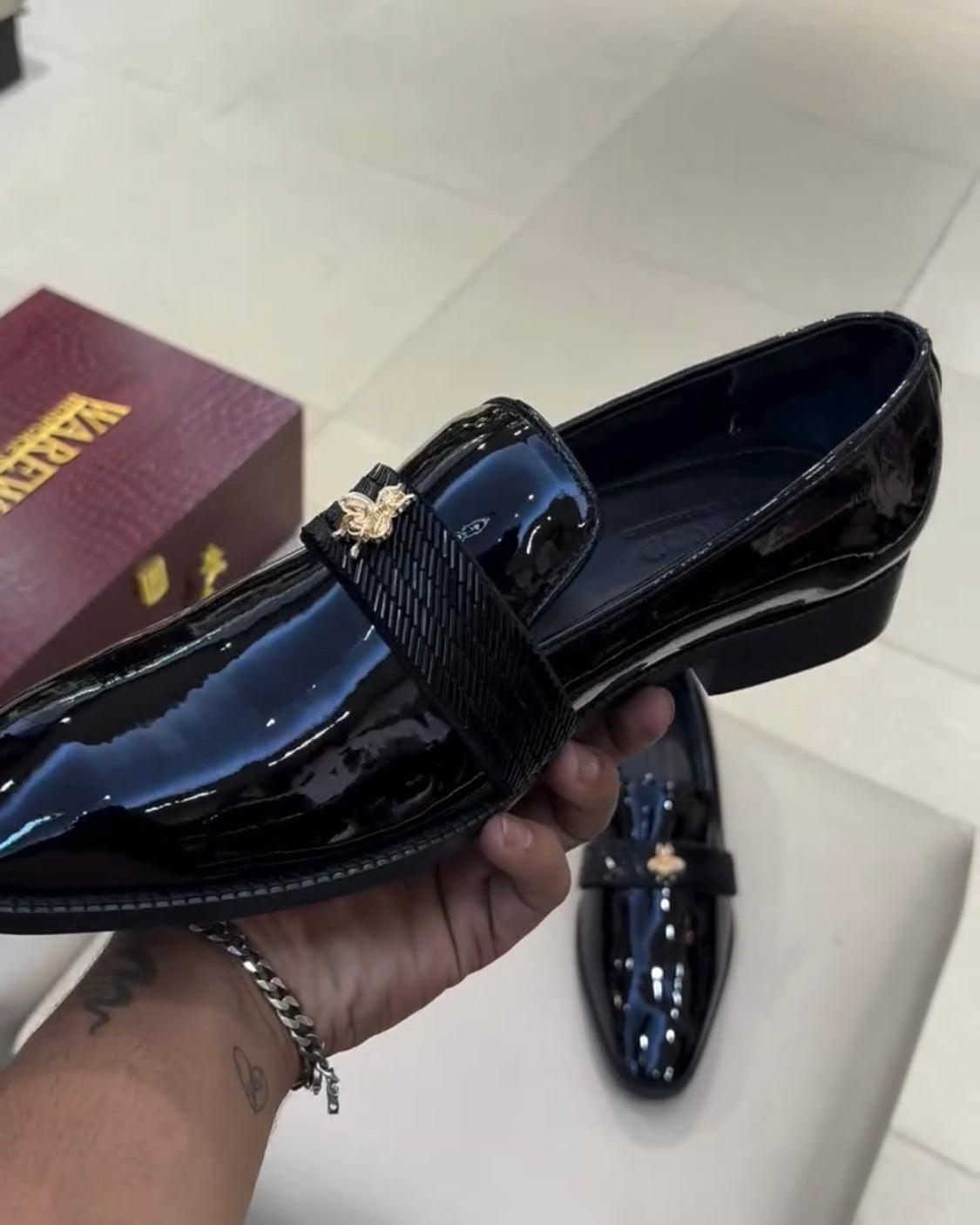 Signature Tux Moccasins with Bee